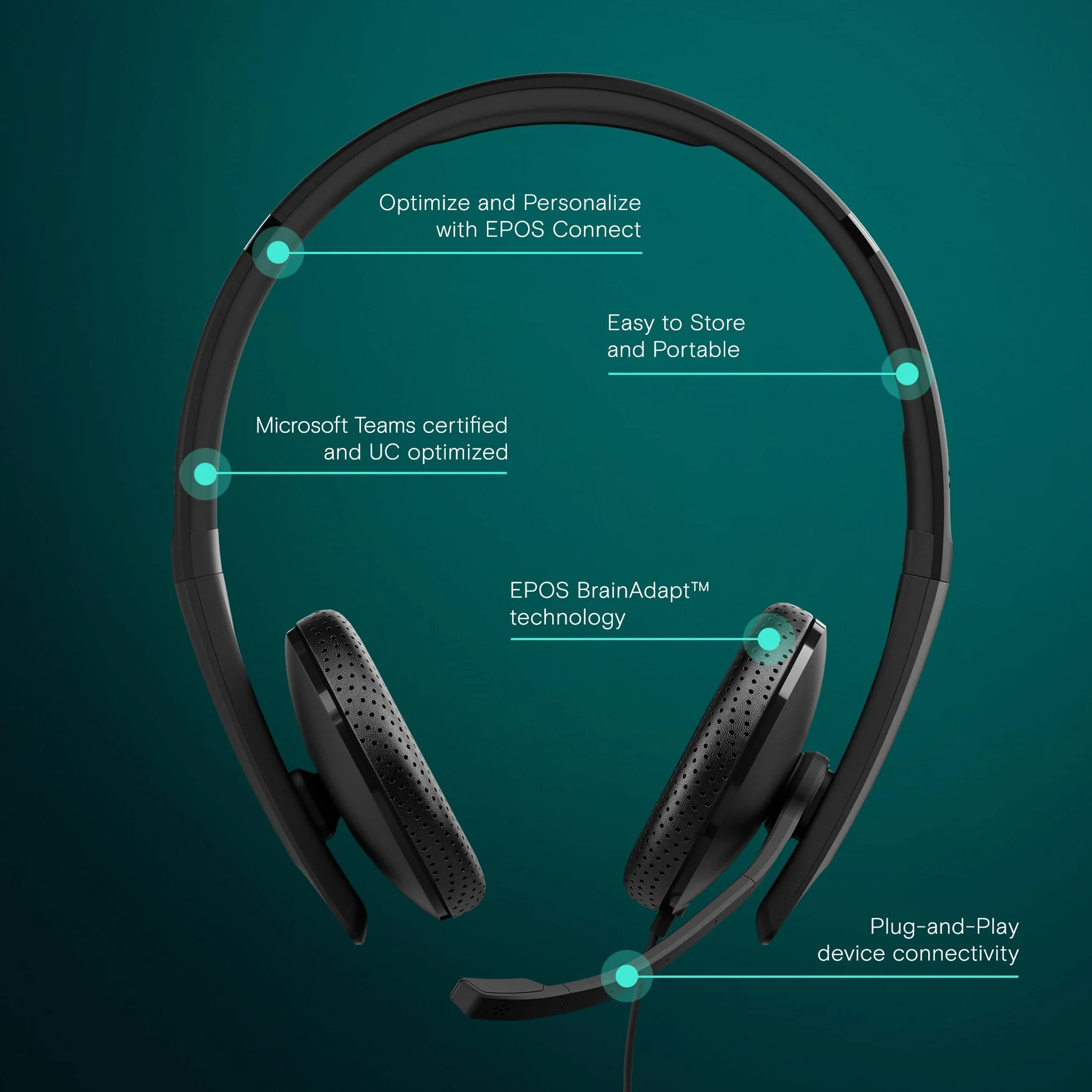 EPOS SENNHEISER C10 zestaw słuchawkowy USB z mikrofonem przewodowe BrainAdapt