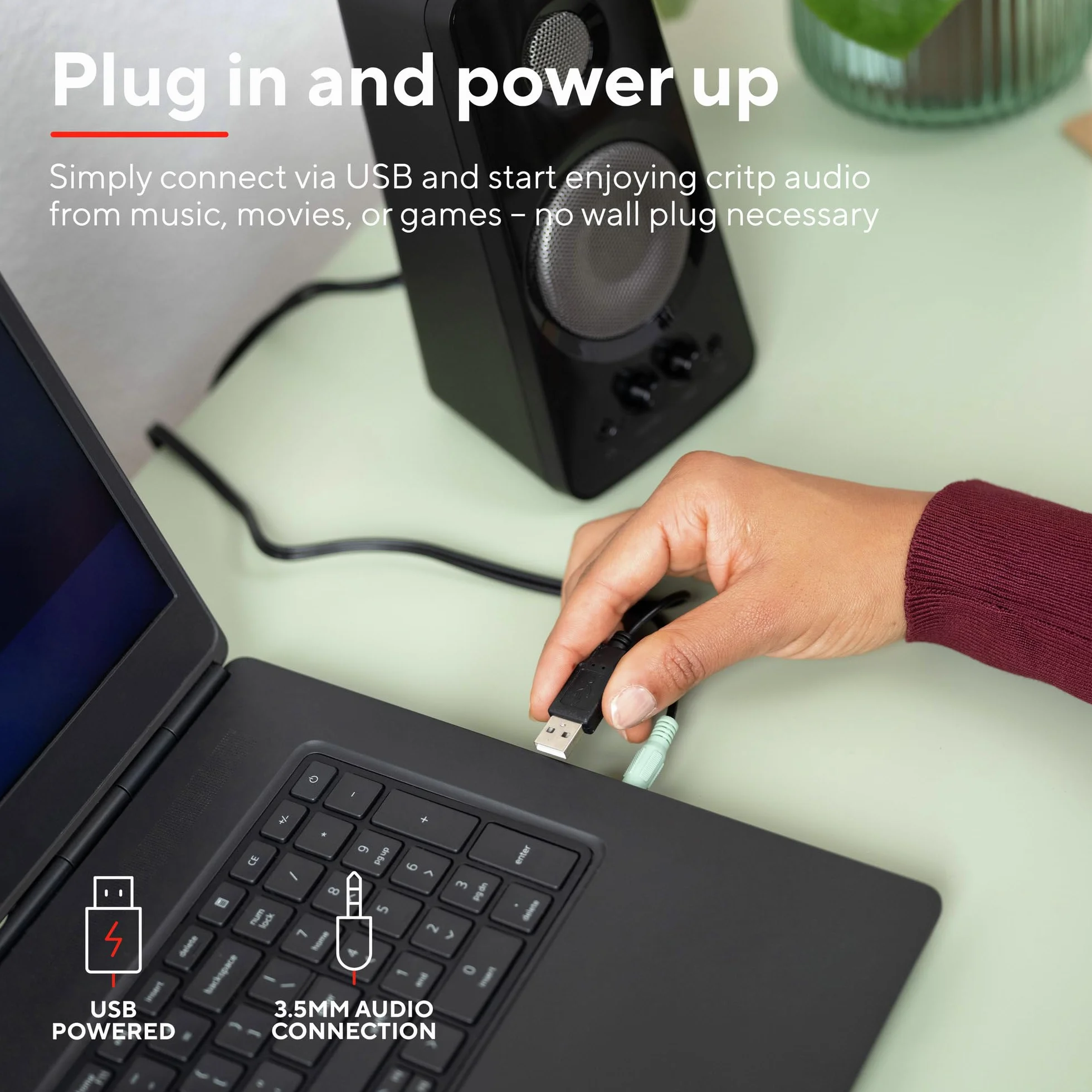Trust Tytan 2.0 zestaw głośników, 36 W (18 W RMS), komputer, regulator głośności i basów, gniazdo słuchawkowe, zasilanie USB, głośnik PC do laptopa, smartfona, tabletu, czarny
