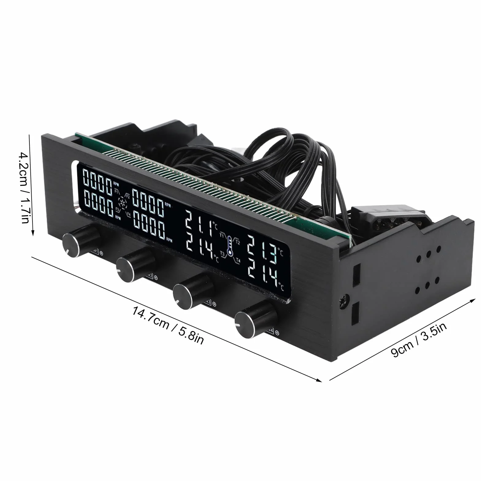 PUSOKEI Kontroler wentylatora PC regulator prędkości wentylatora z wyświetlaczem LCD regulator temperatury
