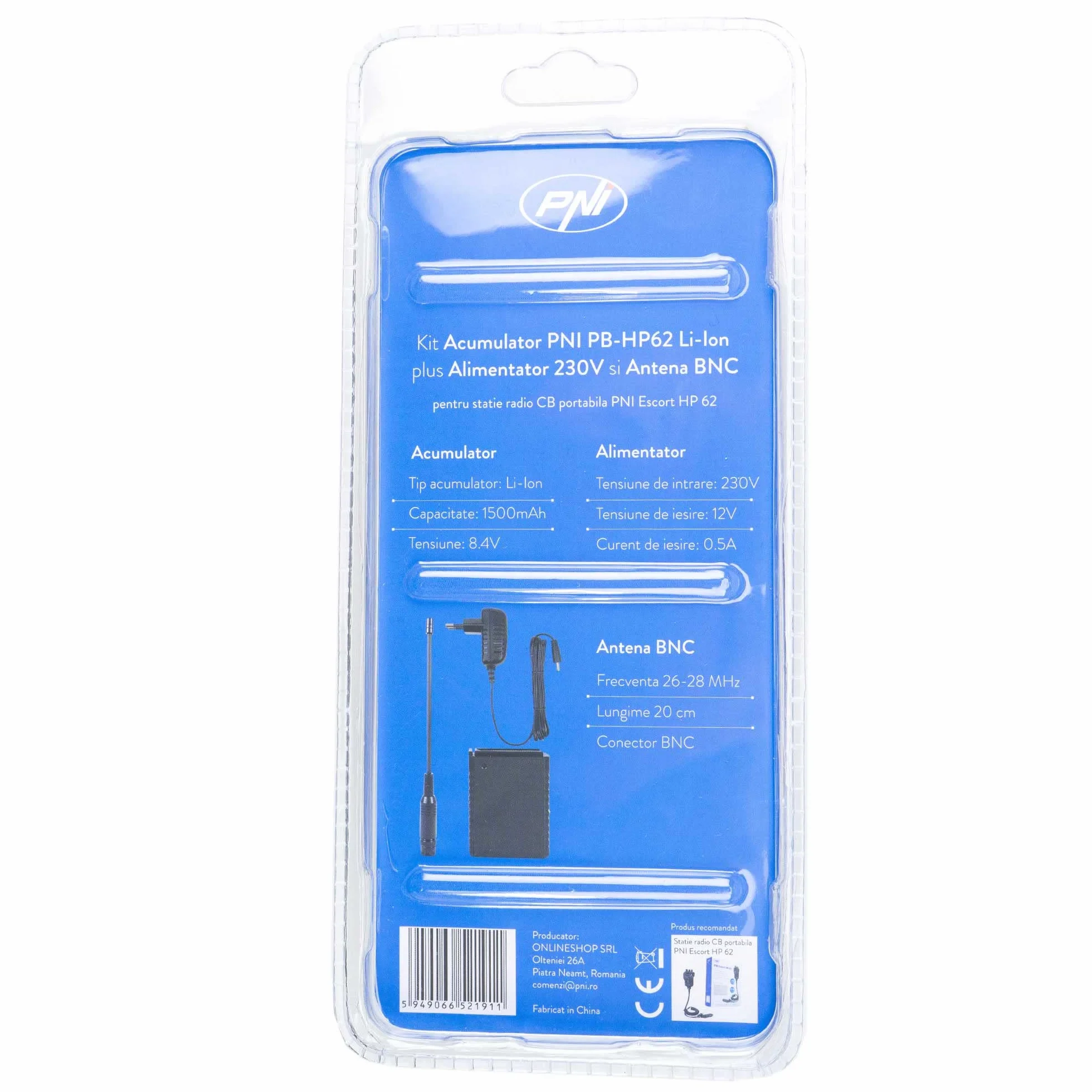 Zestaw akumulatorów Li-Ion 1500 mAh PNI PB-HP62 z zasilaczem 230 V do stacji Escort HP 62