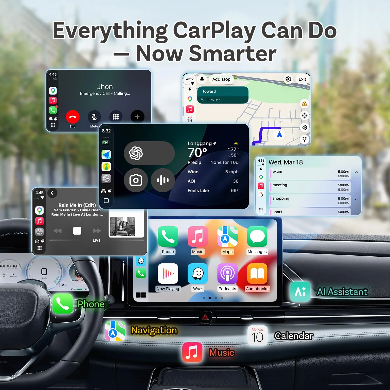 Ottocast Mini Nova Bezprzewodowy Adapter CarPlay Android Auto USB Plug Play Automatyczne Połączenie Aluminiowa Konstrukcja