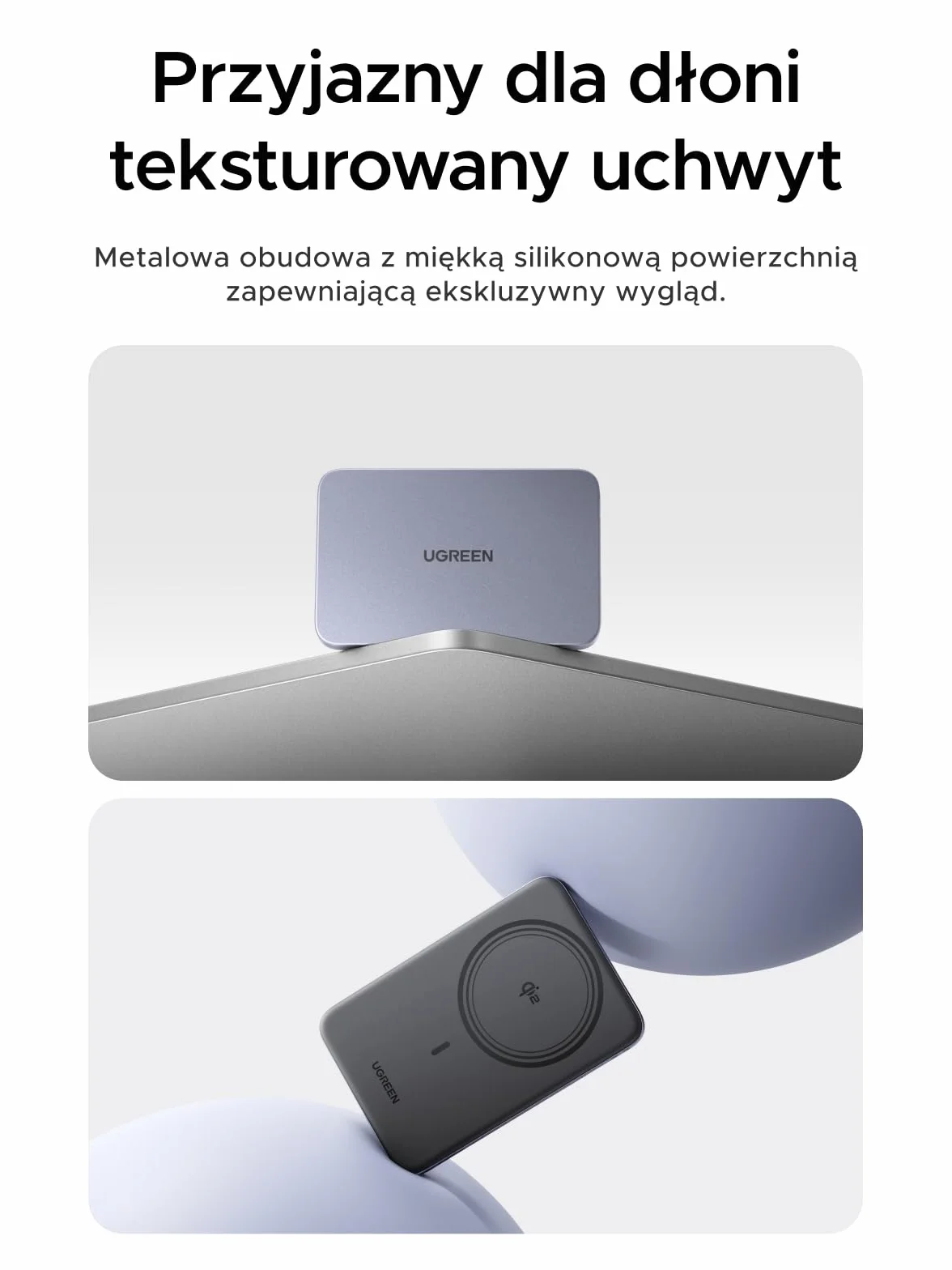 UGREEN MagFlow Air Power bank, ultracienki power bank MagSafe o pojemności 5000mAh i mocy 15W, certyfikat Qi2, szybkie ładowanie PD 20W, ergonomiczna konstrukcja, do modeli 17/16/12-15, Szary