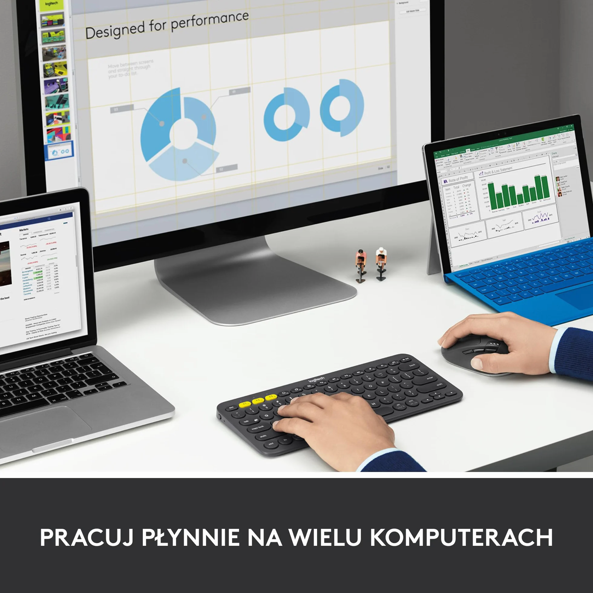 Logitech M720 Triathlon, Mysz bezprzewodowa Multi-Device, Bluetooth, uniwersalny odbiornik USB, 1000 DPI, 6 programowalnych przycisków, bateria do 2 lat, laptop/PC/Mac/iPadOS - Szary