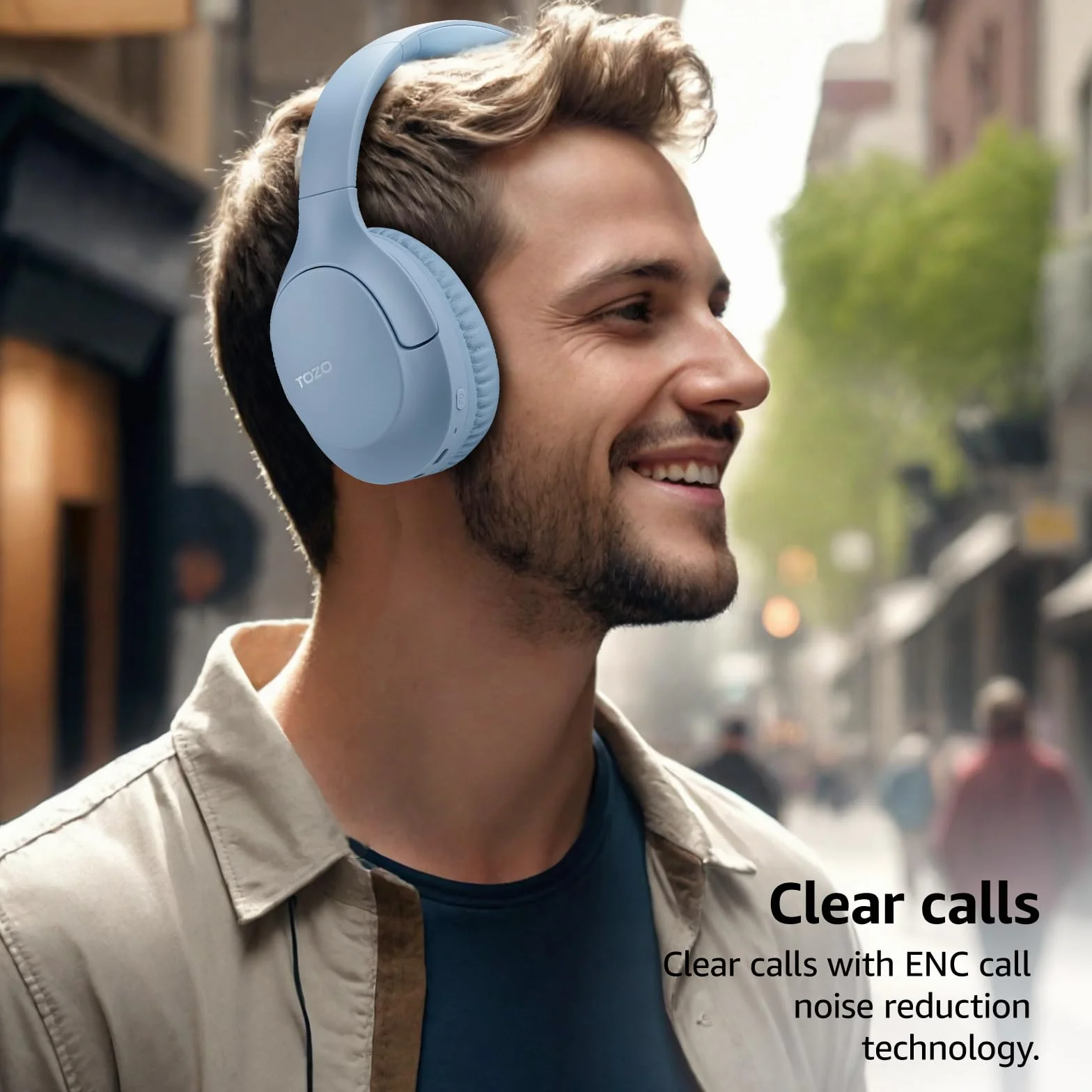 TOZO HA1 Słuchawki Bluetooth 5.4 ENC redukcja szumów bezprzewodowy składany 70H bas stereo Błękitny
