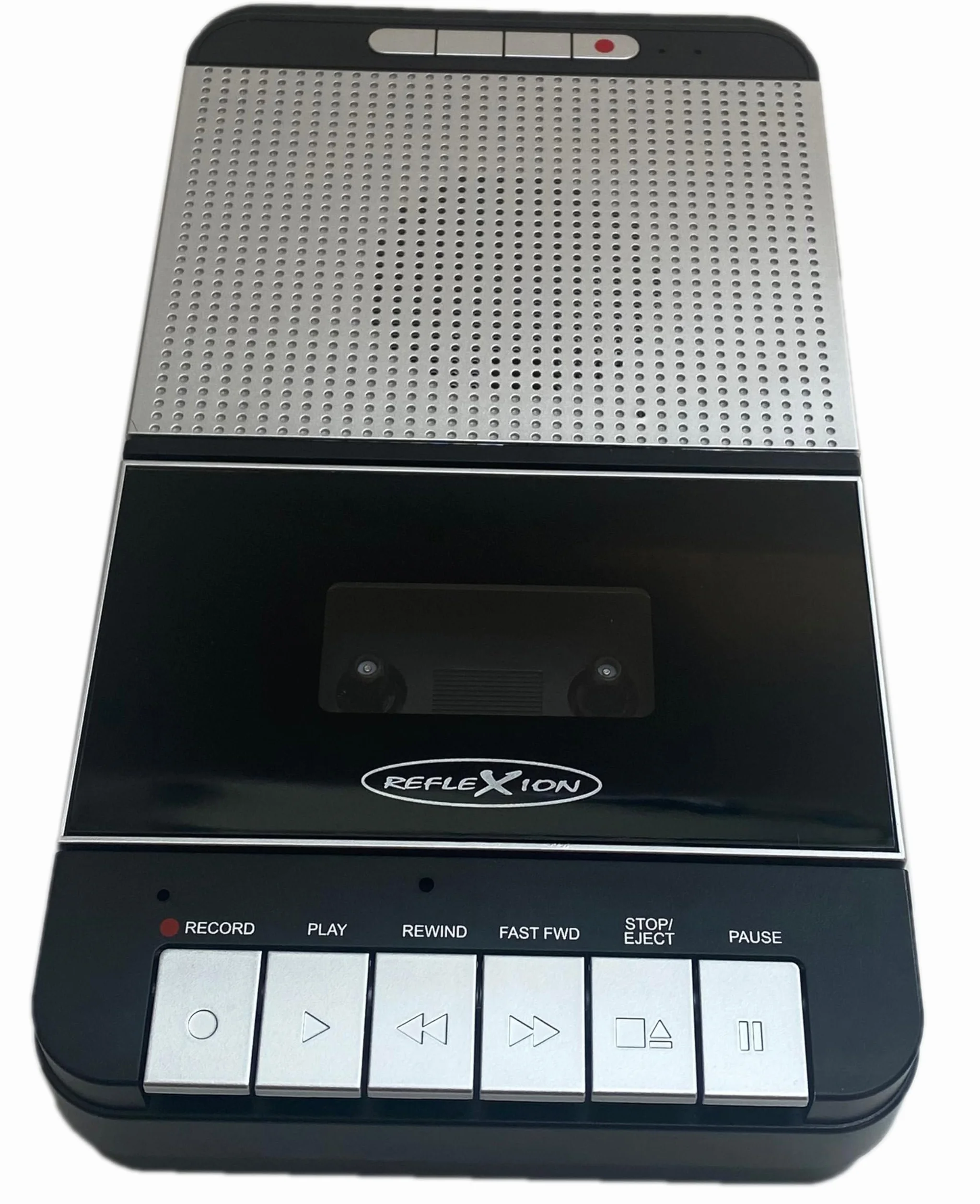 Reflexion CCR8018 Retro magnetofon z nagrywaniem MP3 USB | przenośny z mikrofonem, głośnikiem, AUX-IN, wyjściem na słuchawki, zasilanie sieciowe i bateryjne, nagrywanie One-Touch i automatyczne