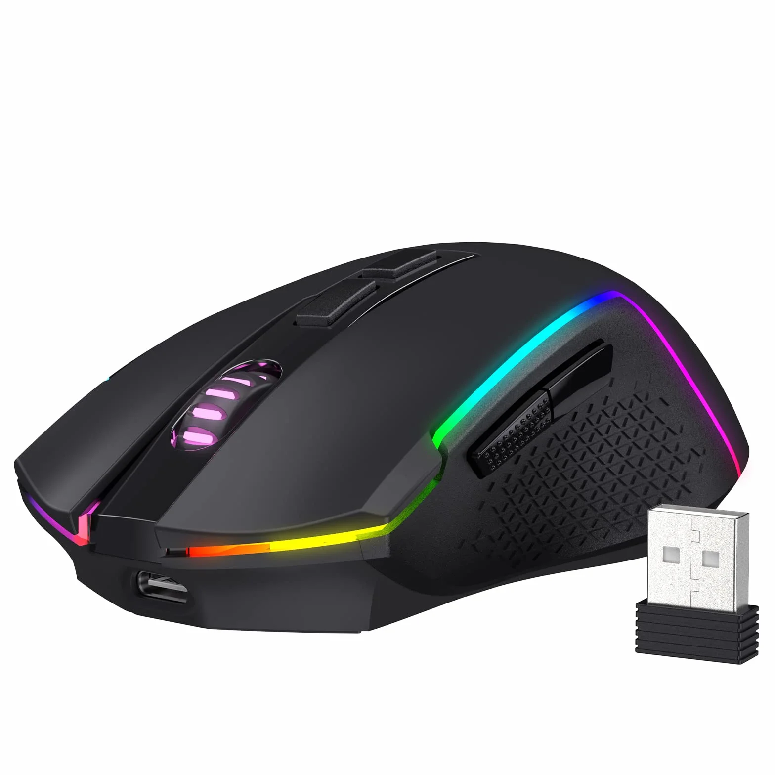 Redragon M693 Bezprzewodowa mysz do gier 8000 DPI z 3 trybami łączenia, Bluetooth i bezprzewodowa, 2,4 G, 7 przycisków makro, trwała moc i podświetlenie RGB do komputerów PC/Mac/komputera