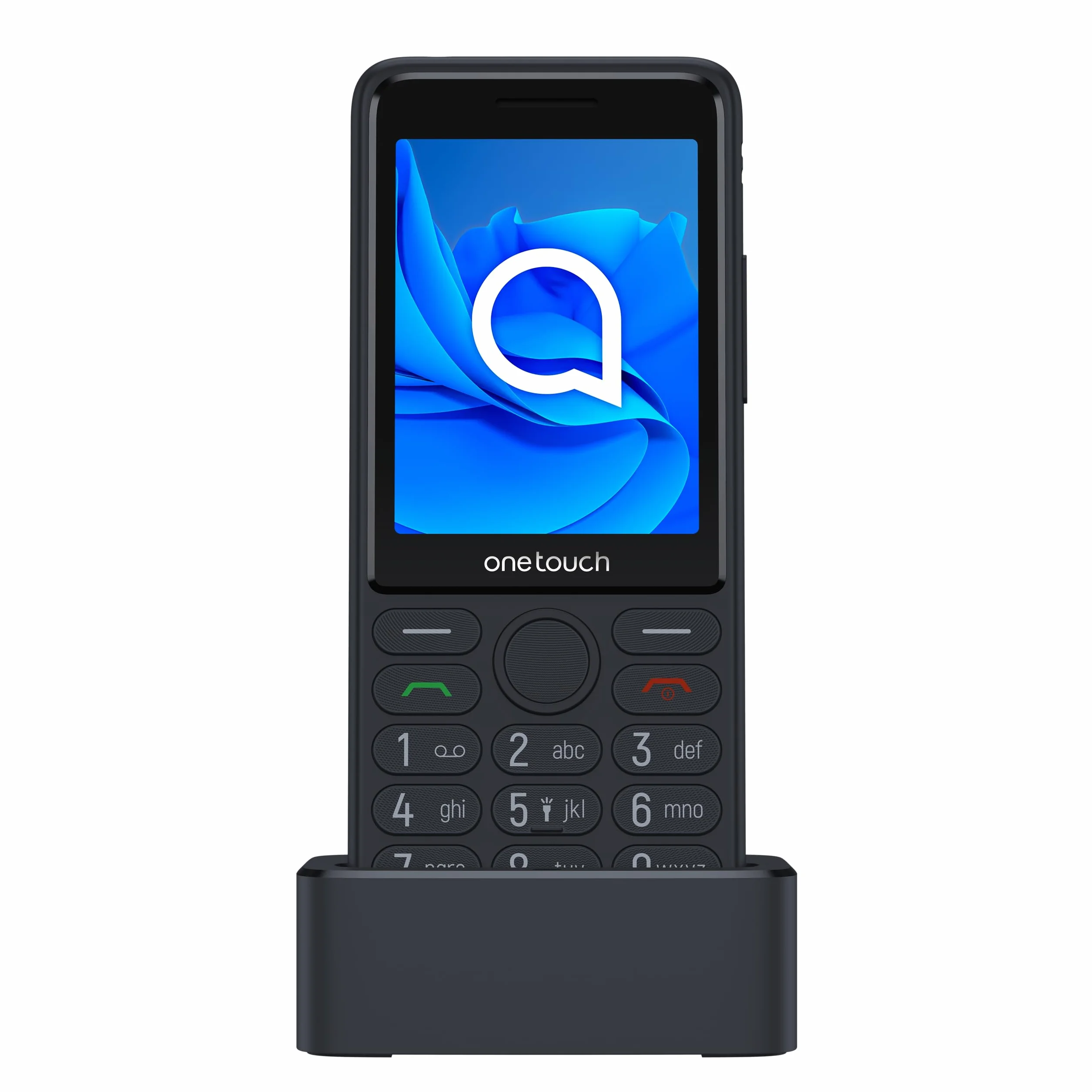 TCL Onetouch 4022s Ekran 2.8" Łatwy w użyciu telefon komórkowy, duże klawisze, dla osób starszych. Podstawa ładowarki, aparat, Bluetooth, latarka, przycisk SOS, rejestrator, szary [Wersja ES/PT]