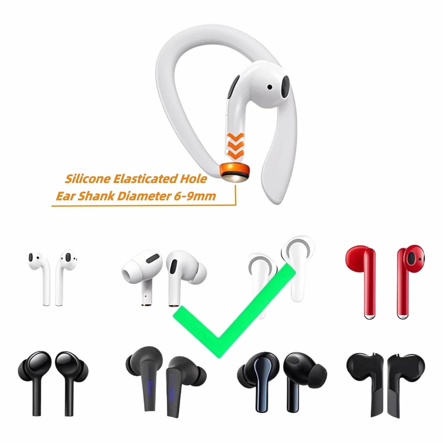 1 para zaczepów na ucho do słuchawek Bluetooth, do słuchawek Airpods, Apple, akcesoria sportowe, ochrona przed zgubieniem, silikonowe zaczepy na ucho