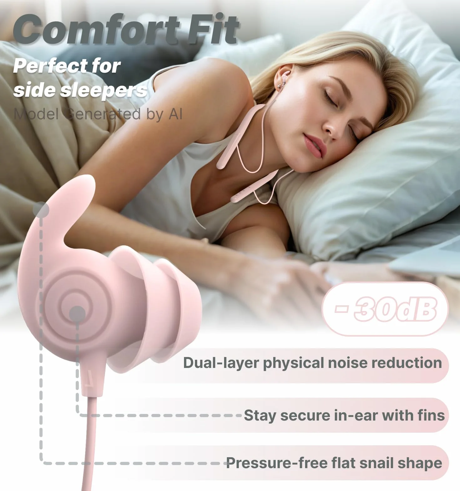 Hmusic HS88 Słuchawki Bluetooth do spania płaskie cienkie blokujące hałas bezprzewodowe