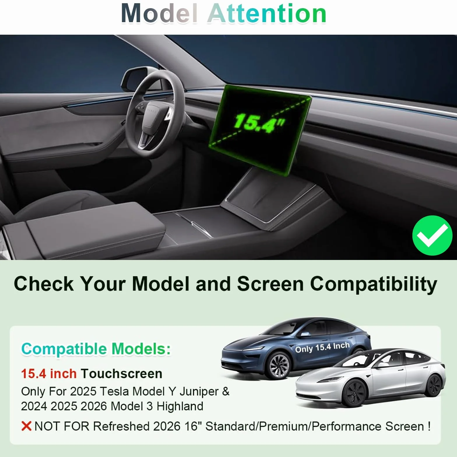 GAFAT Tesla Model Y Juniper 2025 2026 Model 3 2024 2025 15,4" Nawigacja Folia Ochronna Ekran Dotykowy 9H Odporny zarysowania