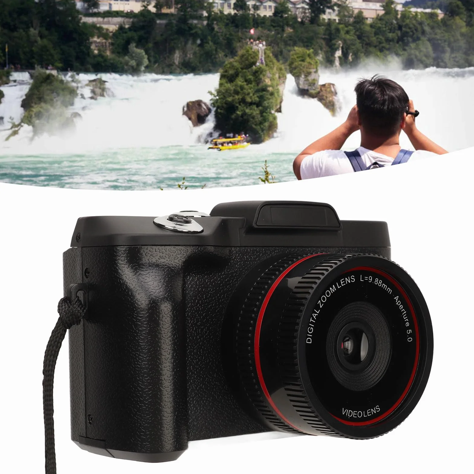 Lustrzanka z Odchylanym Ekranem, rozdzielczość Aparatu Cyfrowego HD 1080P, wielofunkcyjność Kamery Filmowej, Kamera Vlog Kompatybilna ze Statywem