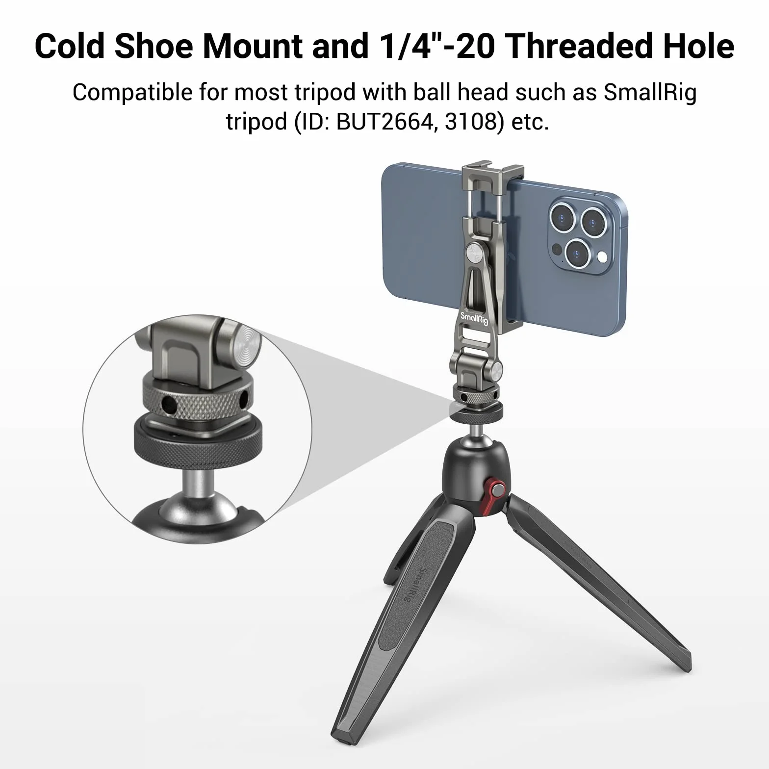 SMALLRIG Uchwyt Telefonu z Zimnymi Butami 1/4" Obrót 360°