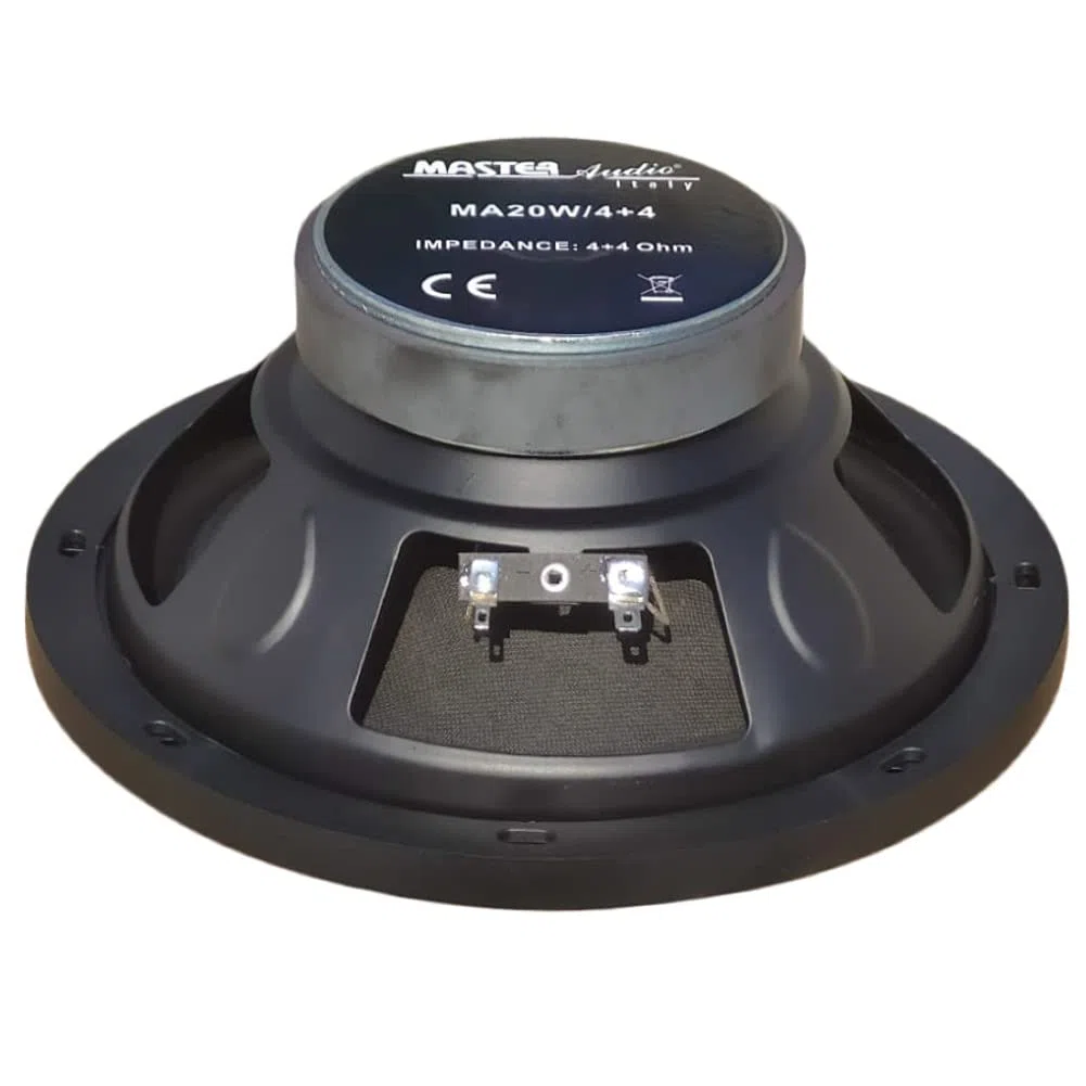 1 MASTER AUDIO MA20W/4+4 subwoofer 20 cm 200 mm 8" 150 wat rms 300 wat max podwójna cewka 4 + 4 ohm podwójna cewka drgająca gumowe zawieszenie, 1 sztuka
