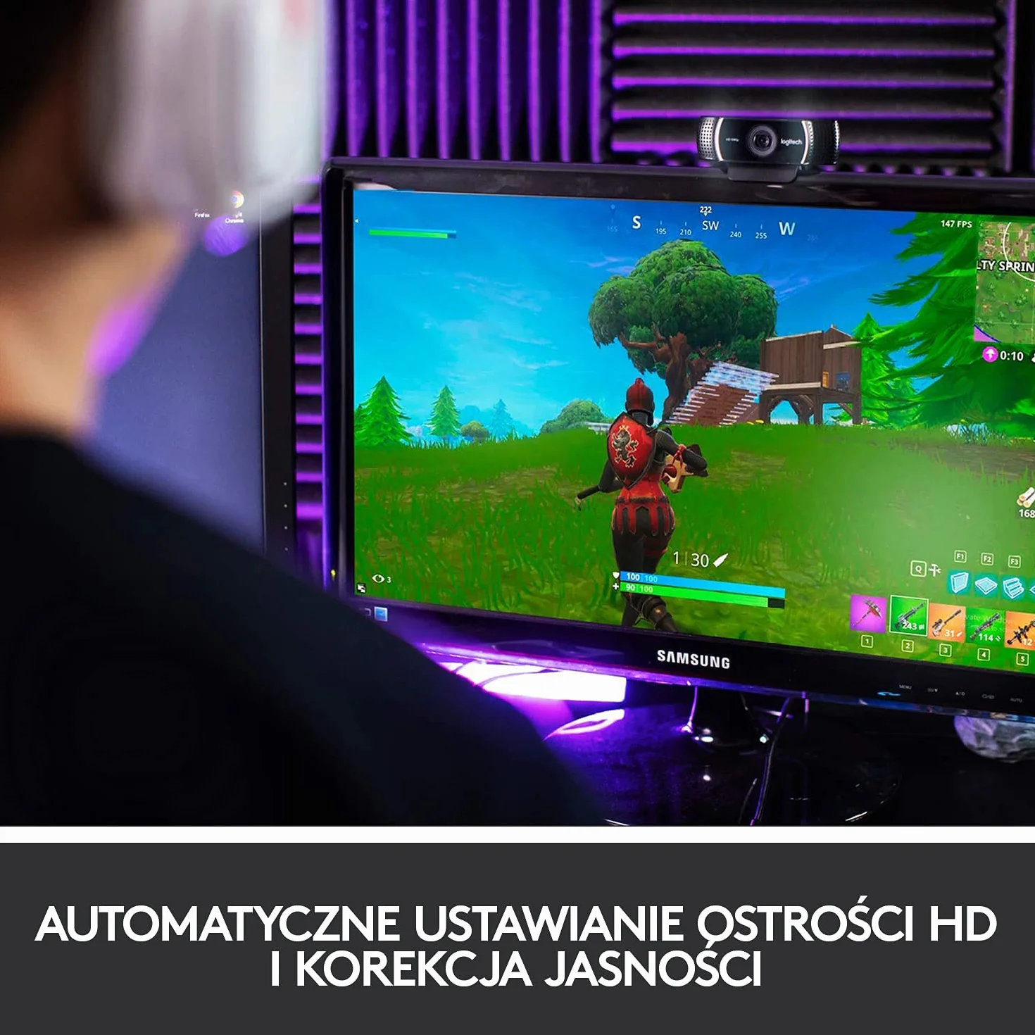 Logitech C922 Pro Stream kamera internetowa 1080P Full HD, podwójny mikrofon stereo, Czarny