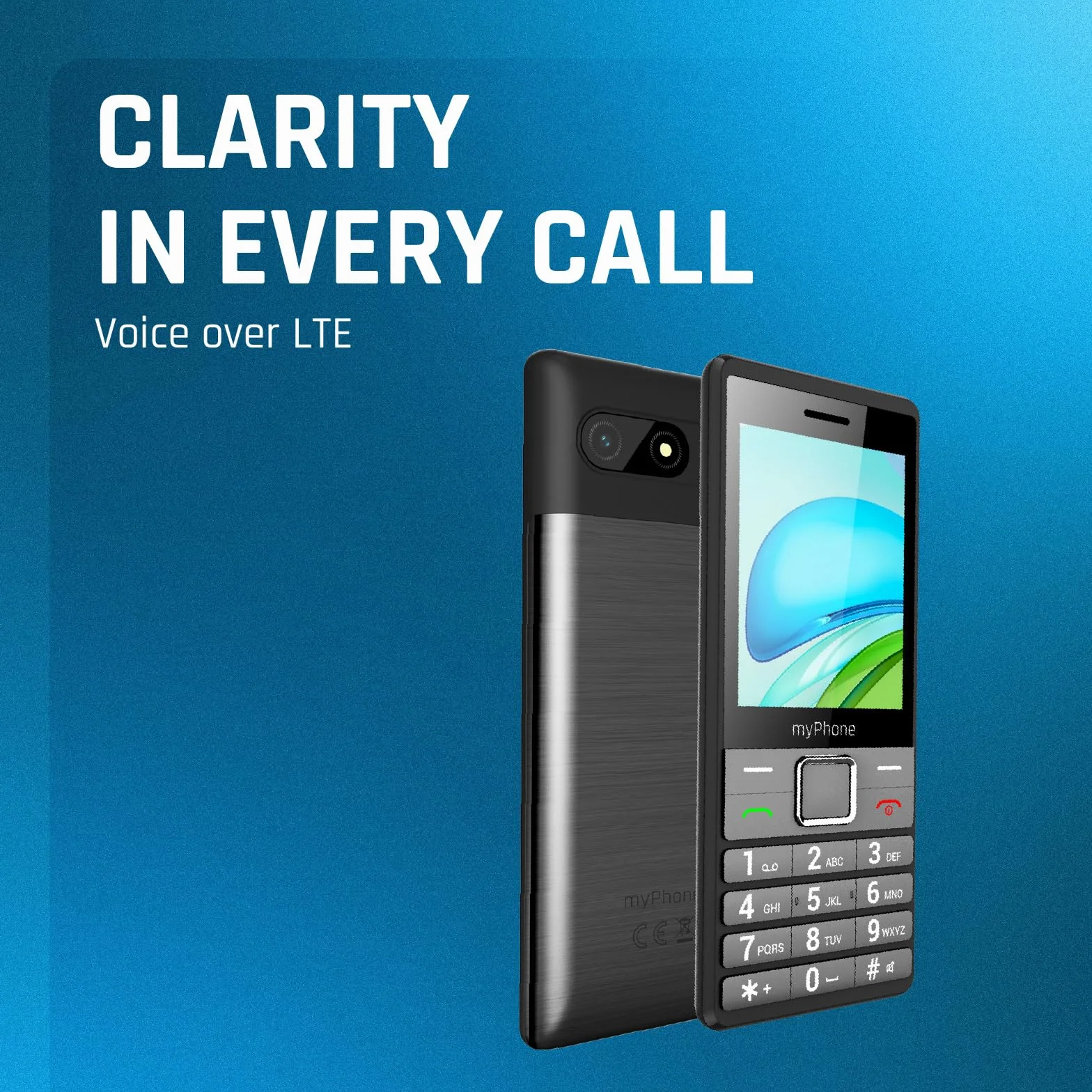 myPhone 7340 LTE telefon dla seniora bez abonamentu, 4G telefon z klawiaturą z dużym wyświetlaczem, elegancki telefon klasyczny, Dual SIM, długi czas pracy baterii