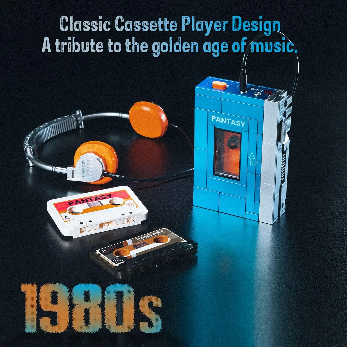 PANTASY Retro Zestaw Klocków Odtwarzacz Kasetowy Magnetofon Vintage Muzyczna Dekoracja