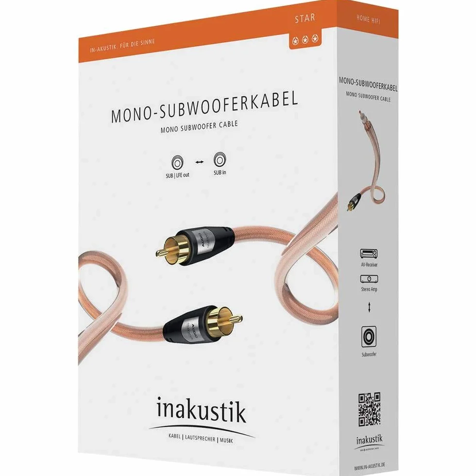 inakustik – 003083101 – Star mono kabel subwoofera | wysokiej jakości kabel do subwoofera o średnicy kabla 6,0 mm | 10 m w kolorze przezroczystym | gęsta plecionka ekranująca chroniąca przed