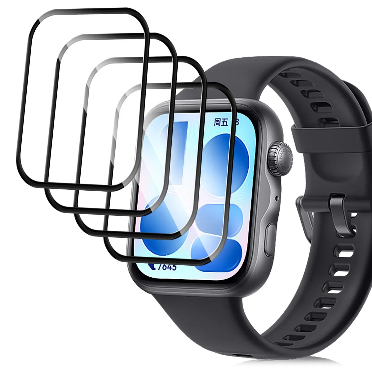 Osłona na wyświetlacz do Huawei Watch Fit 5, 4 sztuki przezroczysta ochronna, antyrysunkowa elastyczna folia, miękka przezroczysta HD TPU bez bąbelków