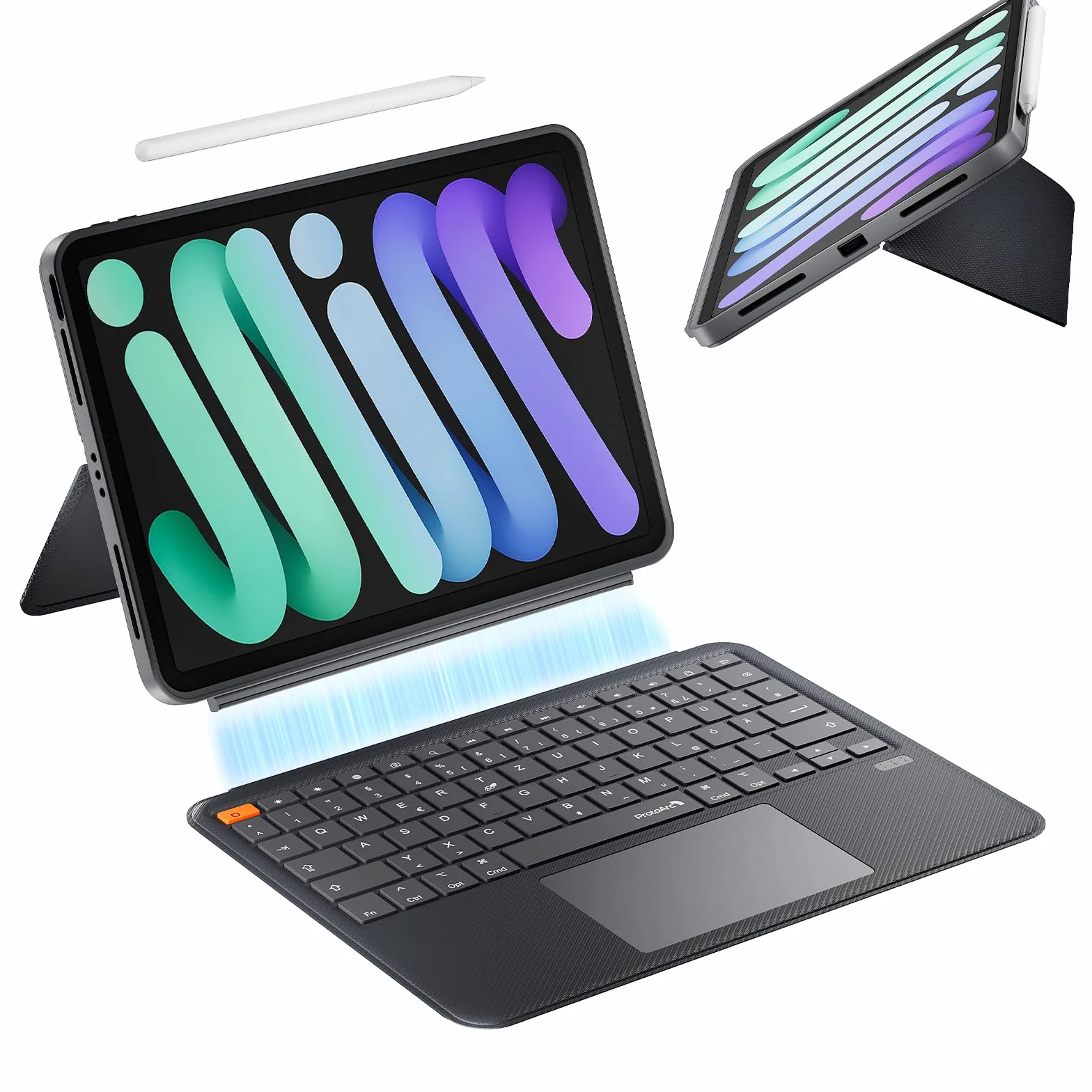 ProtoArc TK500 Etui z klawiaturą magnetyczną do iPad Air 11" M3 2025/M2 2024, duży gładzik z kliknięciem