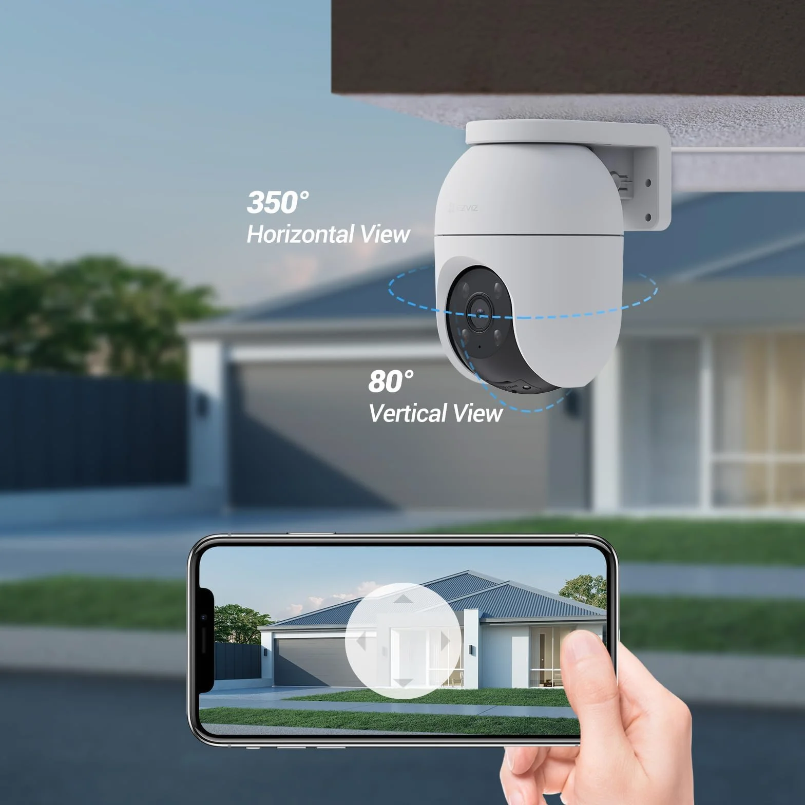 EZVIZ C8c 4MP Zewnętrzna Kamera Monitorująca WiFi 360° z Automatycznym Śledzeniem i Zoomem, Wykrywanie Osób/Pojazdów, Kolorowe Nocne Widzenie, Dwukierunkowy Dźwięk