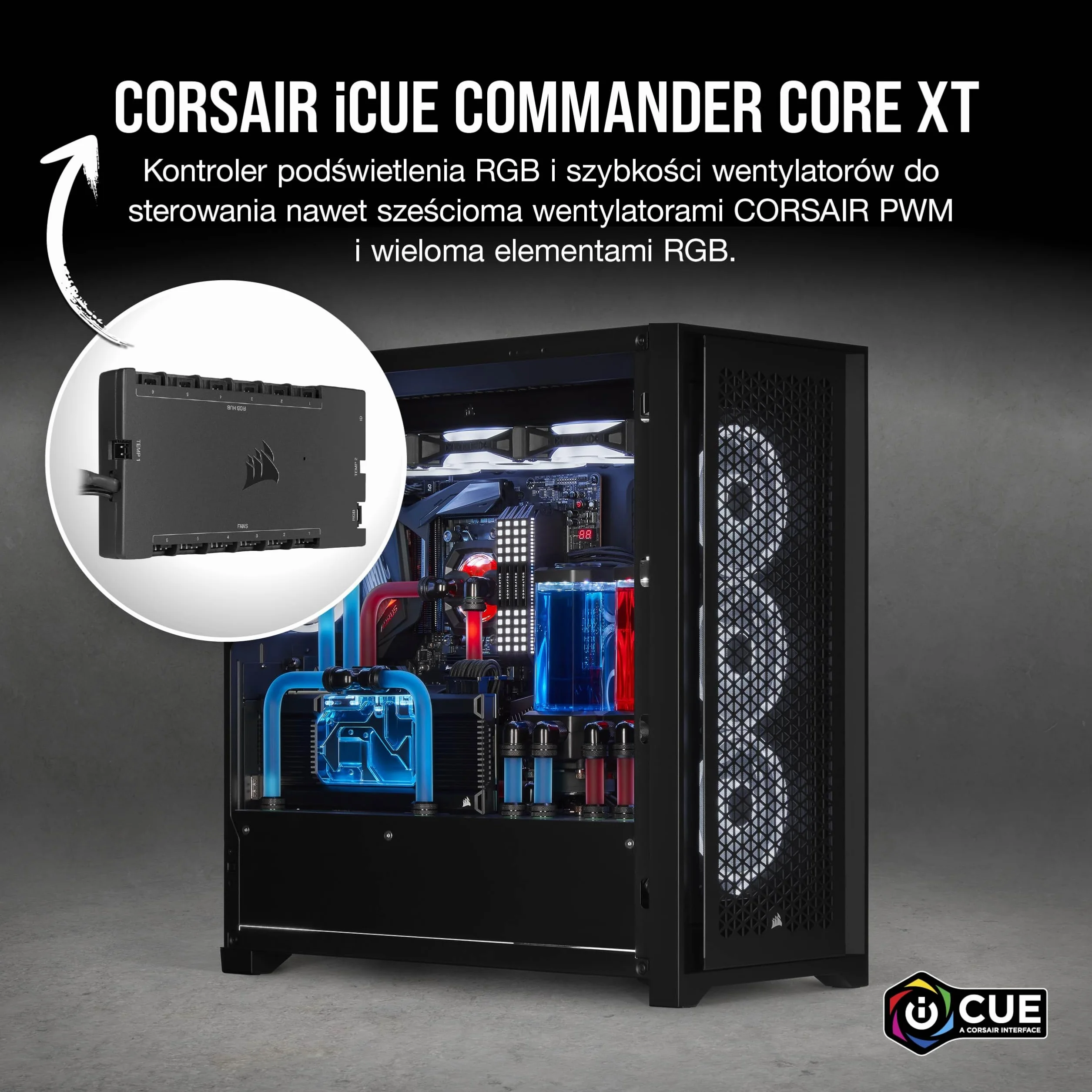 Corsair iCUE Commander CORE XT Kontroler Oświetlenia Rgb, Czarny, 264 Diody CL-9011112-WW