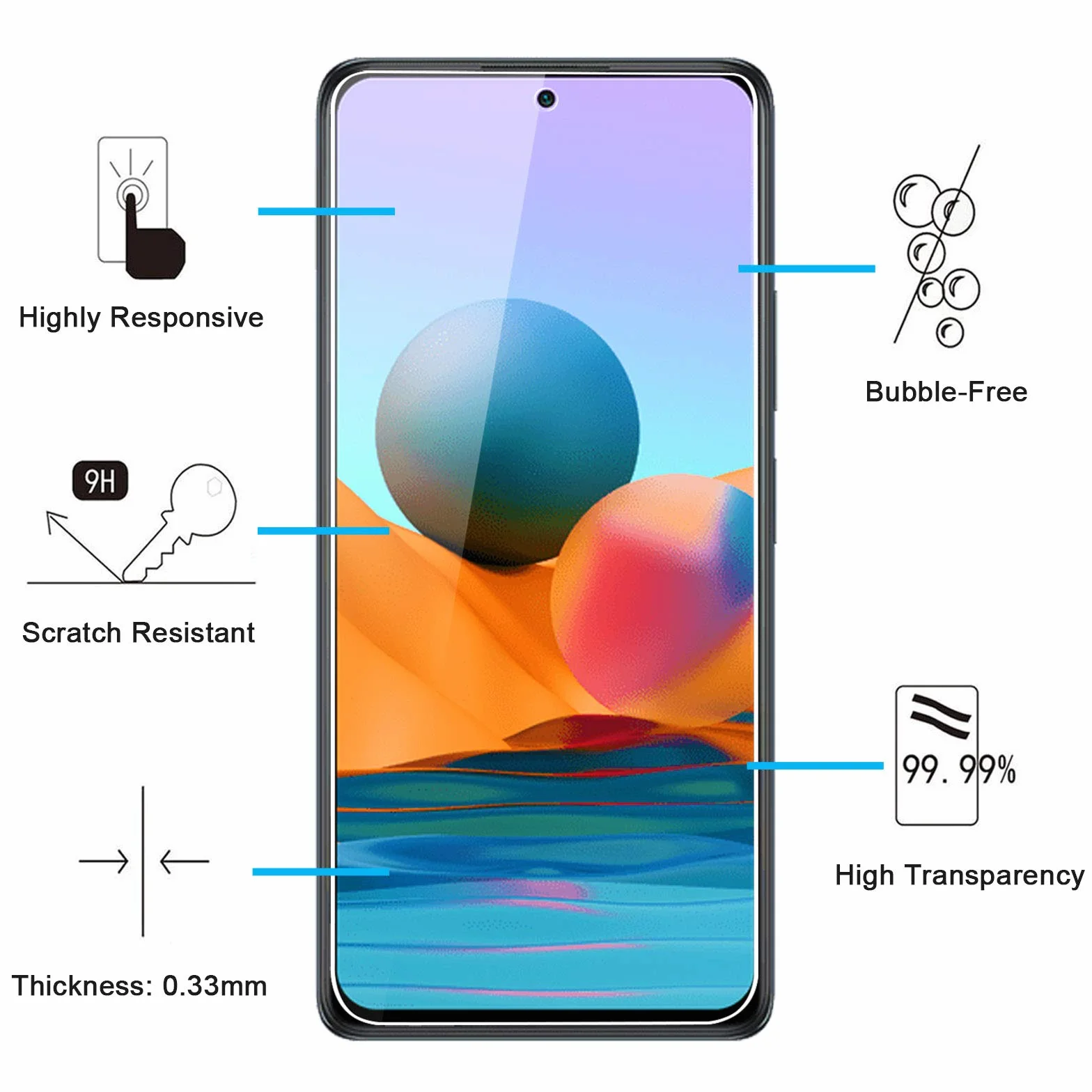 NEW'C Zestaw 3 sztuk szkła hartowanego do Xiaomi Redmi Note 10 Pro, 10 Pro Max 4G, folia ochronna na ekran, odporna na zarysowania, bez pęcherzyków powietrza, bardzo wytrzymała (0,33 mm HD Ultra