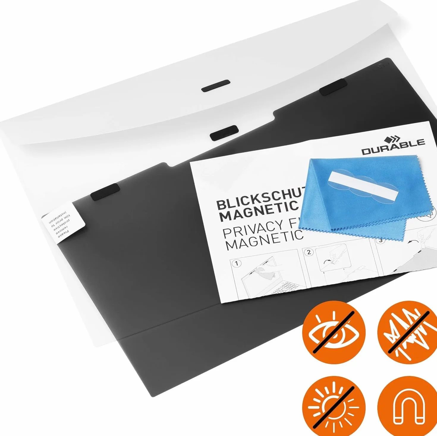 Magnetyczny filtr ochrony wzroku 15,6" antracytowy z torbą i ściereczką