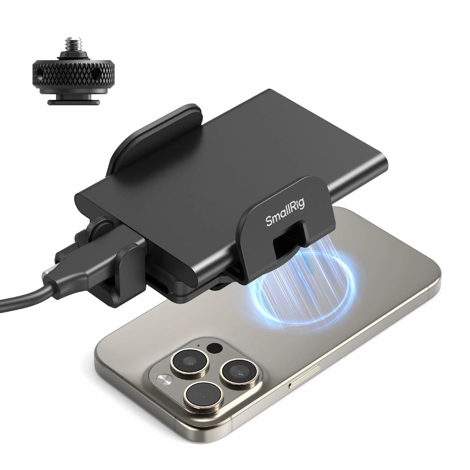 SMALLRIG Uchwyt SSD z zaciskiem kablowym Cold Shoe 40-60 mm do Samsung T5 T7 SanDisk MagSafe iPhone 5196