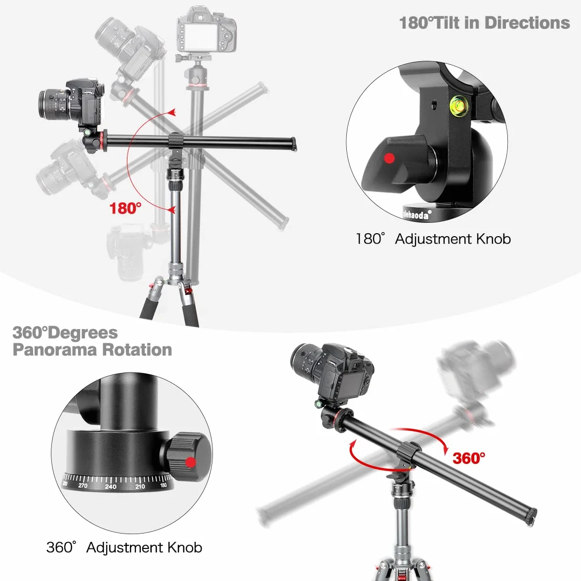 Koolehaoda 84cm ramię przedłużające statywu aluminiowe 2 sekcje obrót 360° obciążenie 10 kg