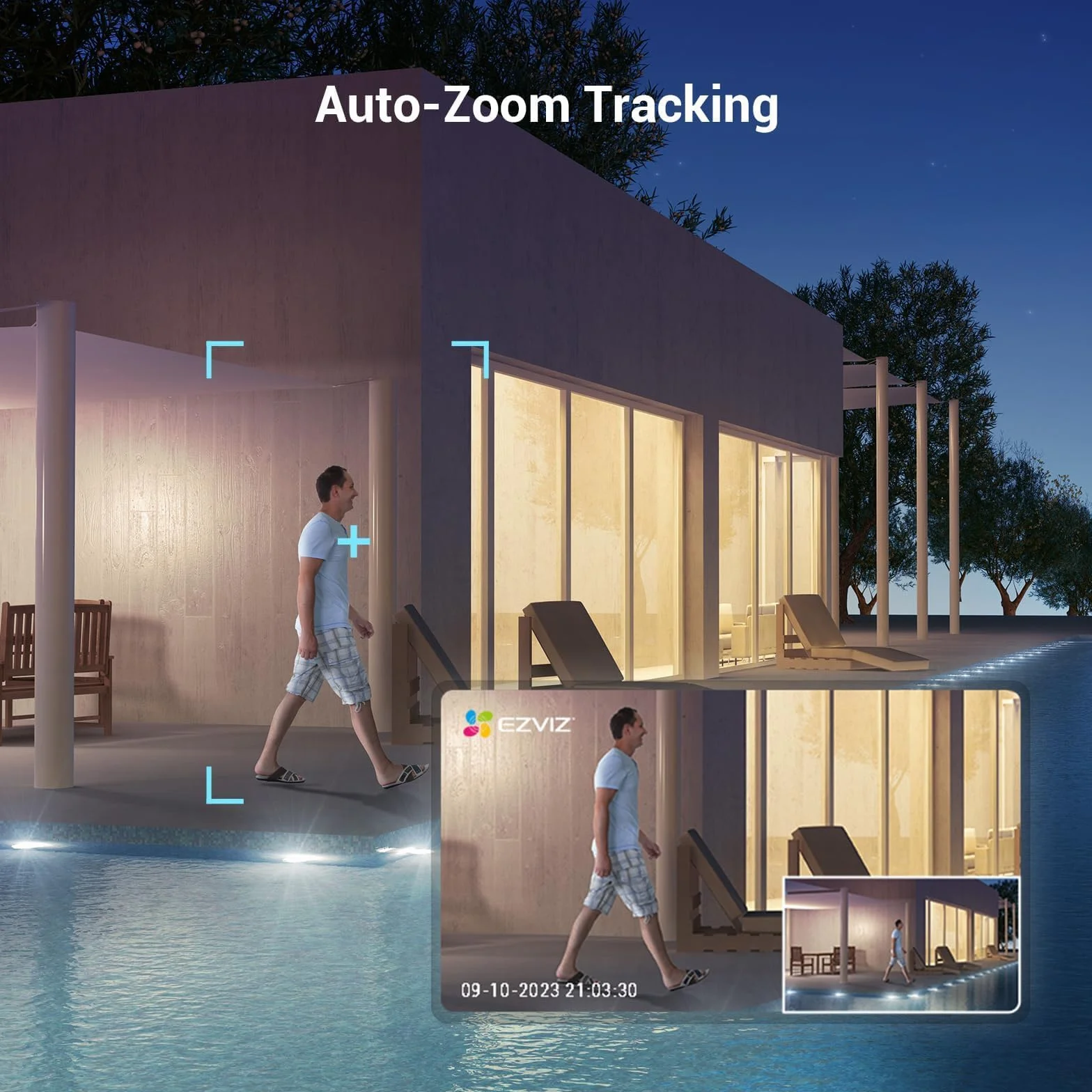 EZVIZ C8c 4MP Zewnętrzna Kamera Monitorująca WiFi 360° z Automatycznym Śledzeniem i Zoomem, Wykrywanie Osób/Pojazdów, Kolorowe Nocne Widzenie, Dwukierunkowy Dźwięk