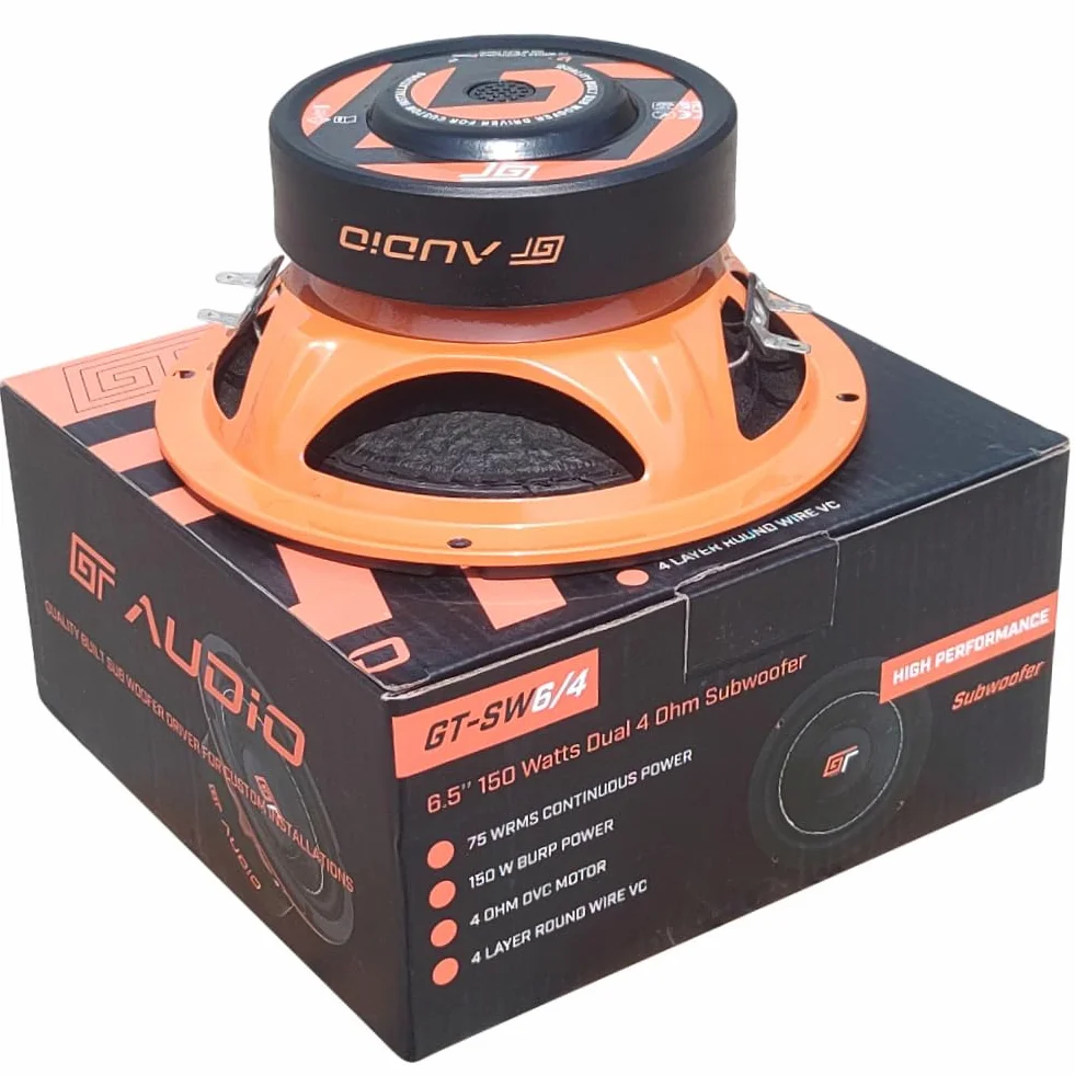 1 BASS FACE GT AUDIO GT-SW6/4 subwoofer 16,5 cm 6,5" 75 W rms 150 W maks. podwójna cewka 4+4 omy dvc podwójna cewka drgająca do pokrywy bagażnika samochodu, 1 szt.