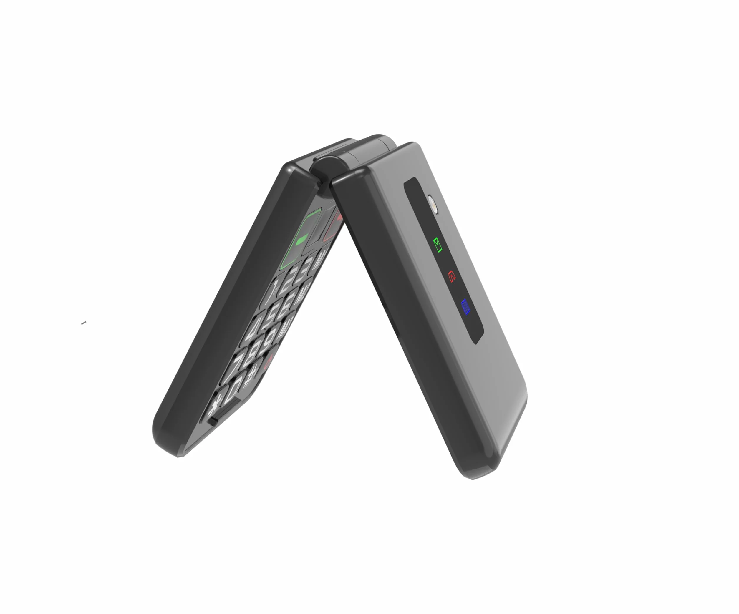 Telefon komórkowy flip dla seniorów z dużymi przyciskami, składany, alarm SOS, długa pracy baterii, 3G i 4G LTE, kolor czarny (z kablem USB)