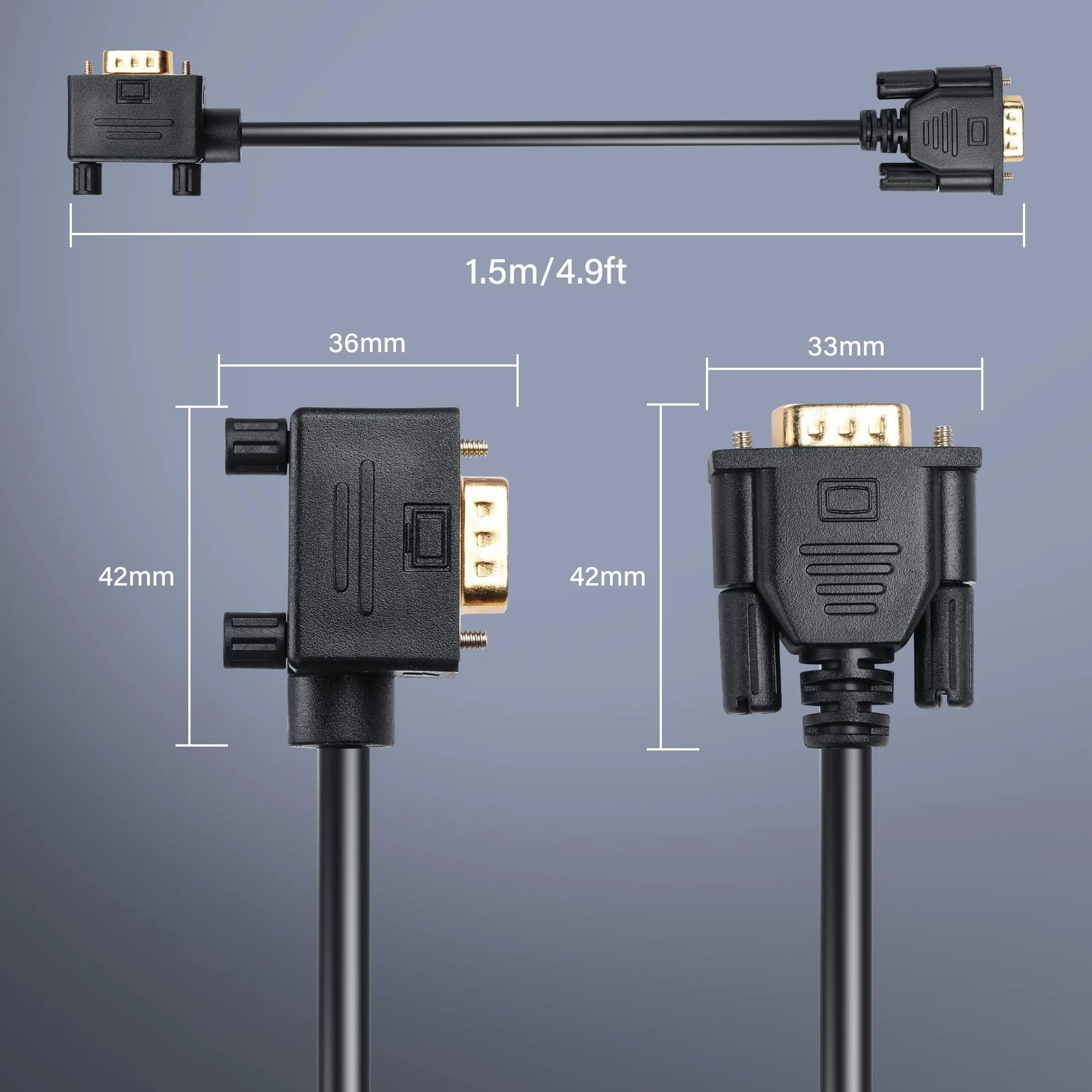 Kabel VGA RGB 90 stopni, 1,5 m, 1080P Full HD Lewy kąt VGA męski na męski VGA do monitora komputerowego, projektora i innych (1,5 M)