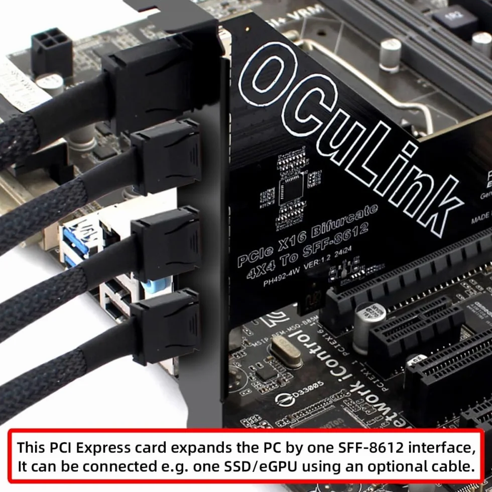 CY Adapter PCI-Express 4.0 PCIE 16x do czterech Oculink SFF-8612 SFF-8611 zewnętrzny adapter VROC Raid0 do karty graficznej U.2 SSD eGPU