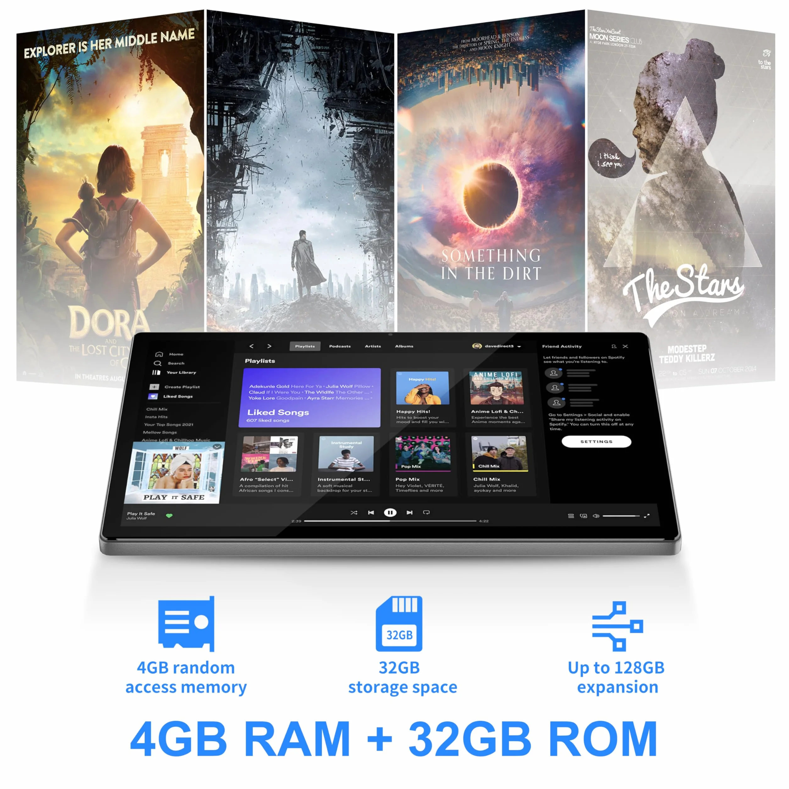 Tablet z systemem Android 14, 10-calowy tablet z etui ochronnym, czterordzeniowy procesor, aparat przedni 5,0 MP + aparat tylny 8,0 MP, 5000 mAh Bluetooth IPS, tablet Wi-Fi