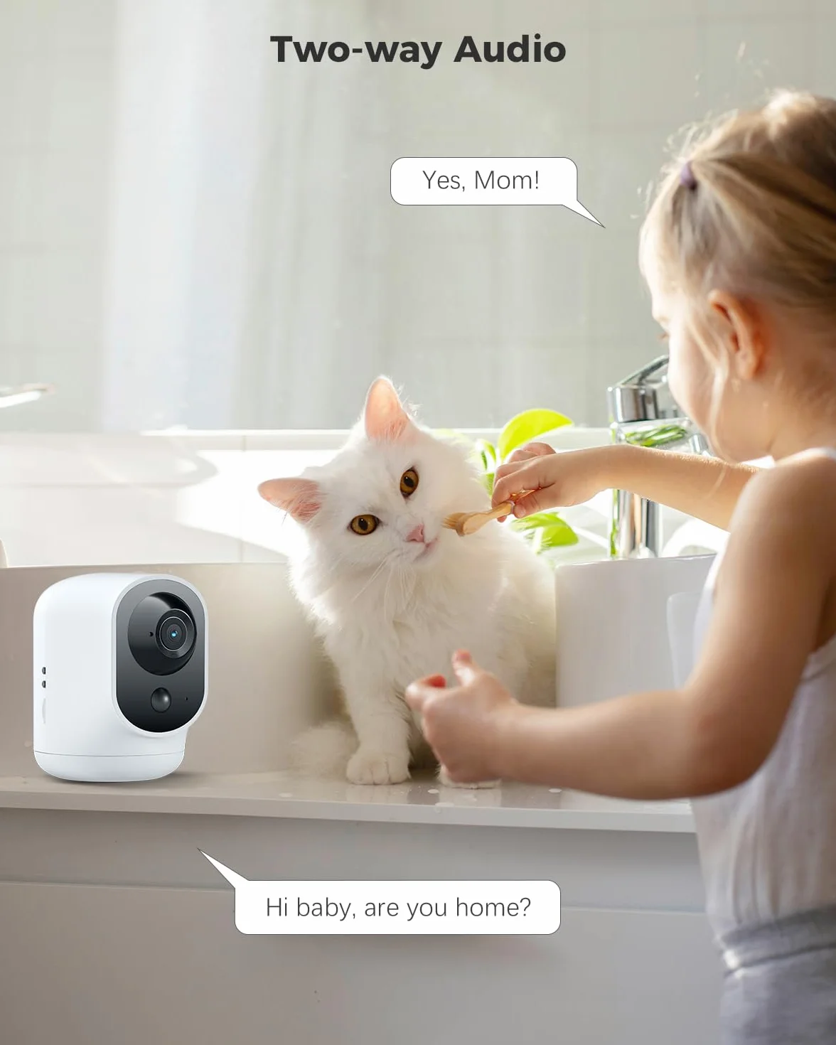 COCOCAM 2K Indoor Pan/Tilt Kamera bezpieczeństwa, z baterią 5200 mAh, w 100% bezprzewodowa do monitorowania dziecka/kamery dla zwierząt/zabezpieczeń domowych (1, Biały)