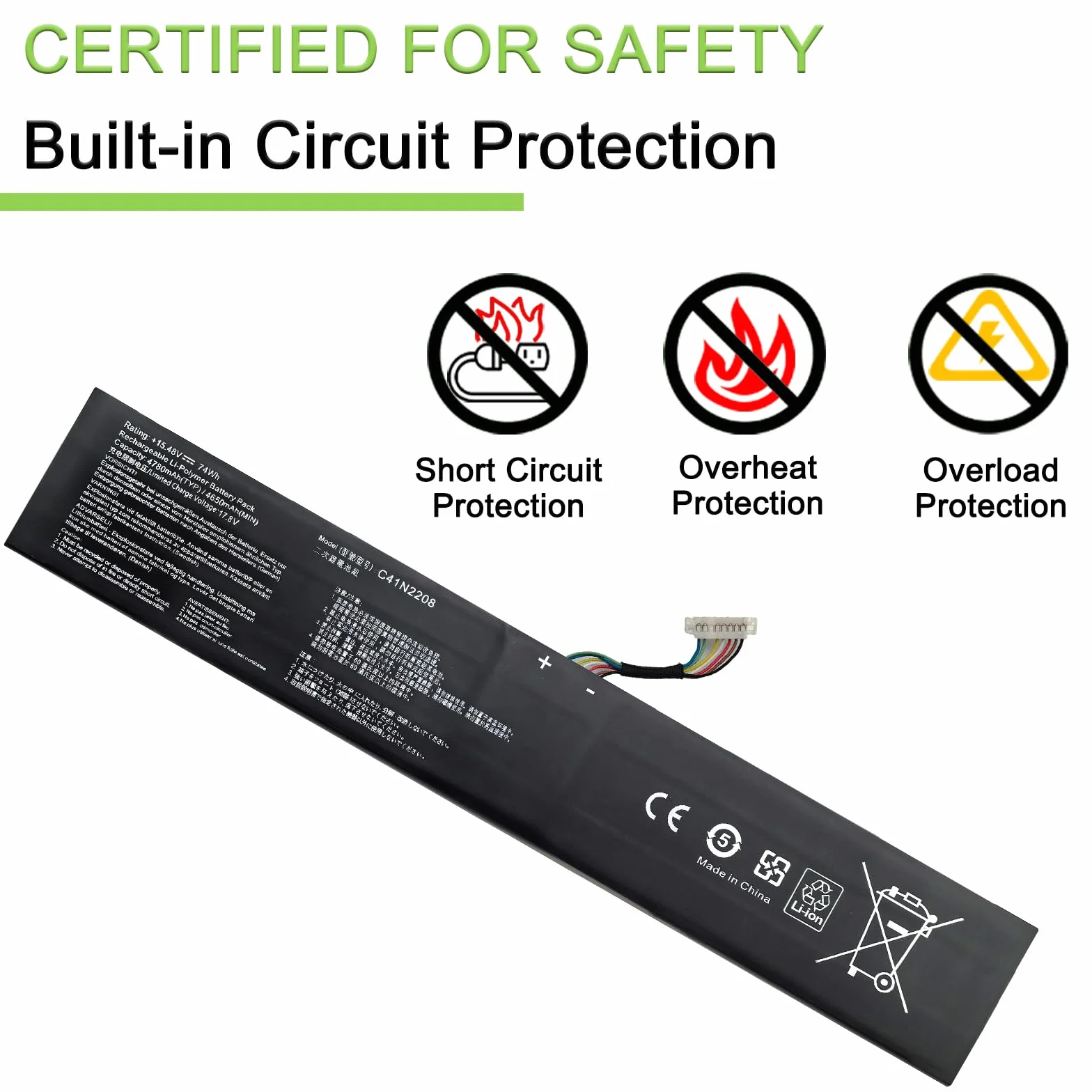 XITAIAN 15,48V 74Wh 4780mAh C41N2208 bateria zamienna do konsoli do gier Asus ROG Ally (2023) RC71L