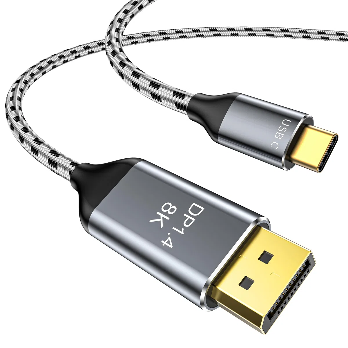 Kabel USB C do DisplayPort, 8K 60 Hz, 4K 240 Hz/144 Hz, HDR VRR, Thunderbolt 4 3, USB C na DisplayPort 1.4, kabel do iPhone 15, MacBook Pro Air M1, M2, iPad Pro Air 5, Surface Pro 8, Galaxy