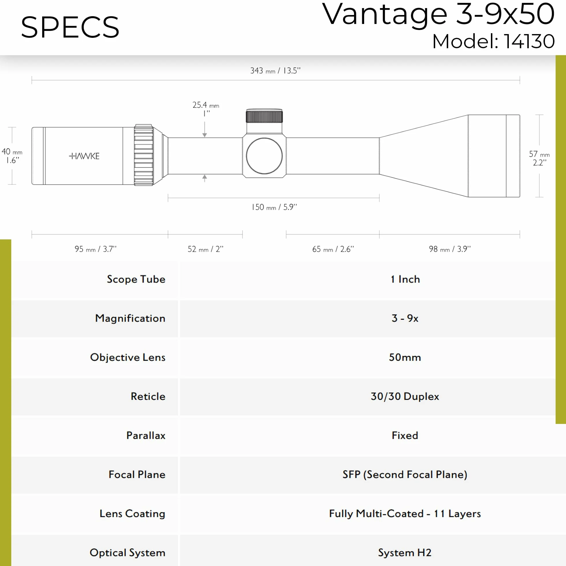 Hawke VANTAGE 3-9X50 luneta celownicza, czarna, M