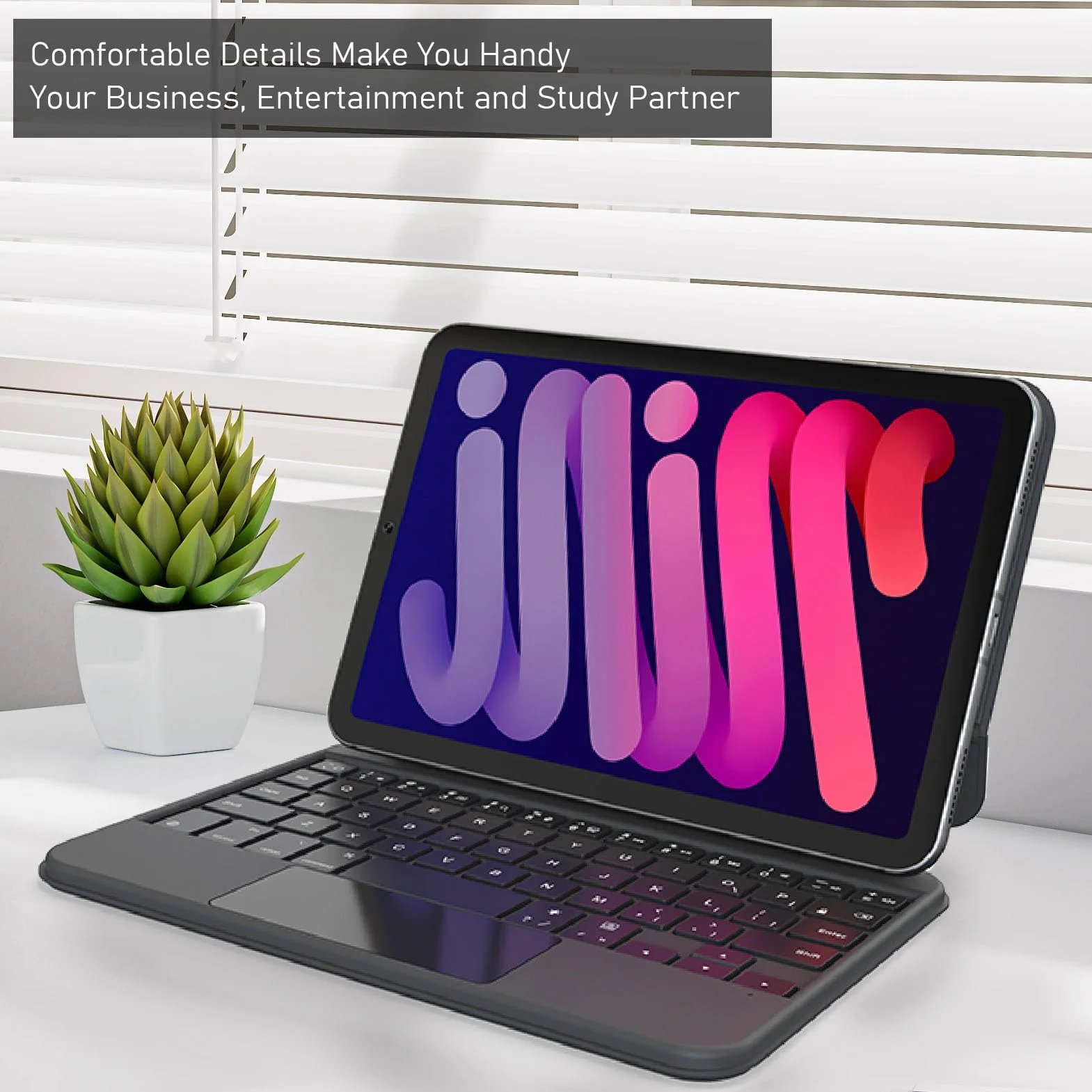Magnetyczne Etui na klawiaturę do Tabletu IOS Mini 6 2021 8,3 Cala, Odłączana z Touchpadem, Podświetlana