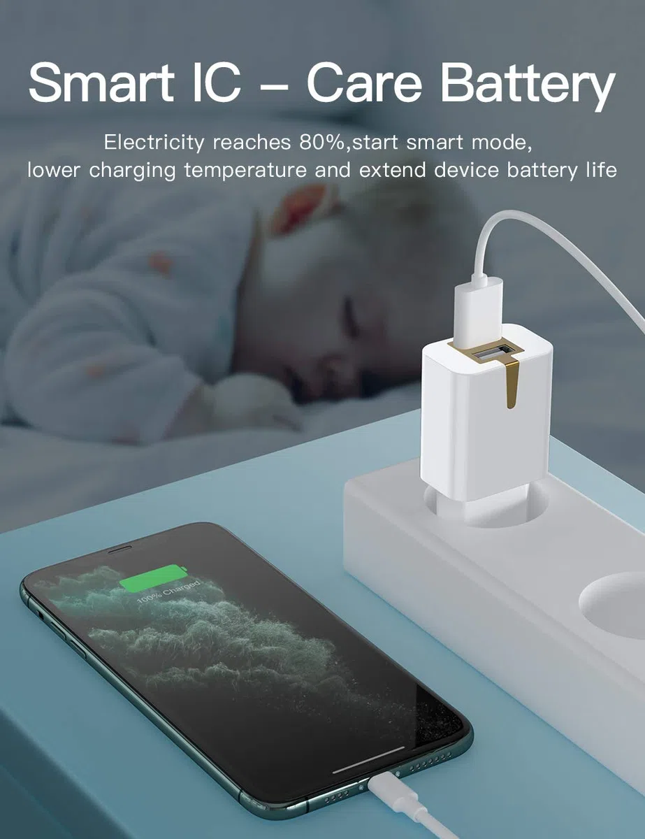 SCHITEC ładowarka USB, 2 porty USB, zasilacz 5 V/2,1 A, adapter do ładowania, USB przenośna ładowarka sieciowa do iPhone X 8 7 Samsung Galaxy S9 S8 iPad Pro Huawei LG Tablet (biały)