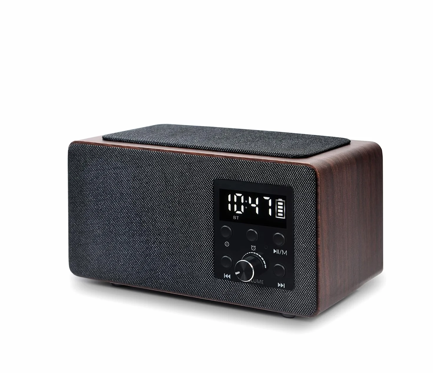 Manta Radio do zegarka w stylu vintage, cyfrowy radiobudzik z Bluetooth z funkcją ładowania, budzik, radio FM, wyświetlacz odbierania połączeń, wyświetlacz do łóżka i timera – RDI910WC