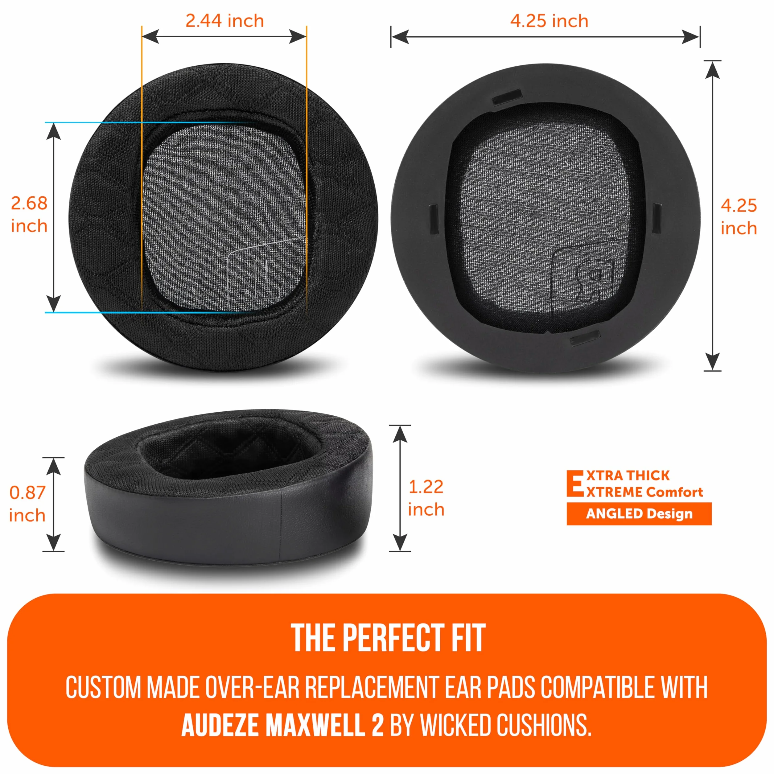 WC FreeZe Maxwell 2 – wymienne nauszniki z chłodzącym żelem, kompatybilne z Audeze Maxwell 2 firmy Wicked Cushions | Materiał chłodzący FreeZe V2 | Black
