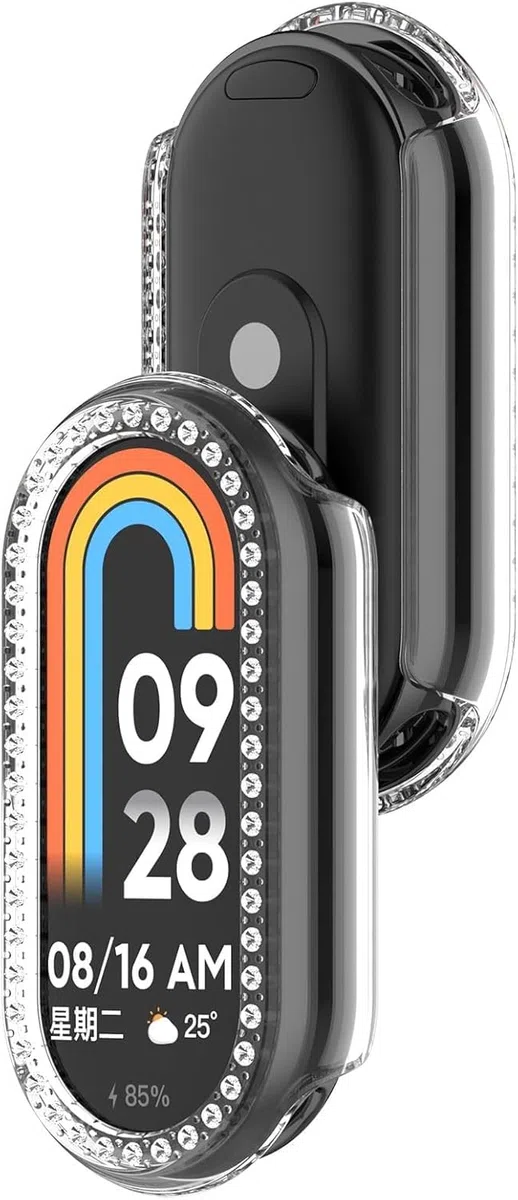 Etui ochronne z brokatem diamentowym do Xiaomi Smart Band 10, twarde etui ochronne z poliwęglanu błyszczące etui na smartwatcha dla kobiet mężczyzn (przezroczyste)