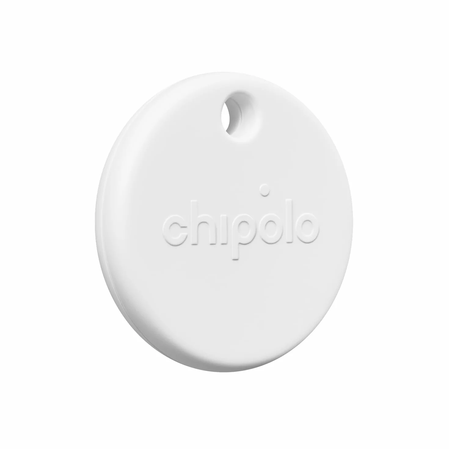 Chipolo POP Tracker Tag, głośny tracker Bluetooth z powiadomieniem o połączeniach telefonicznych i pozostawaniu poza zasięgiem, obsługa Apple Find My lub Google Find My Device (biały)
