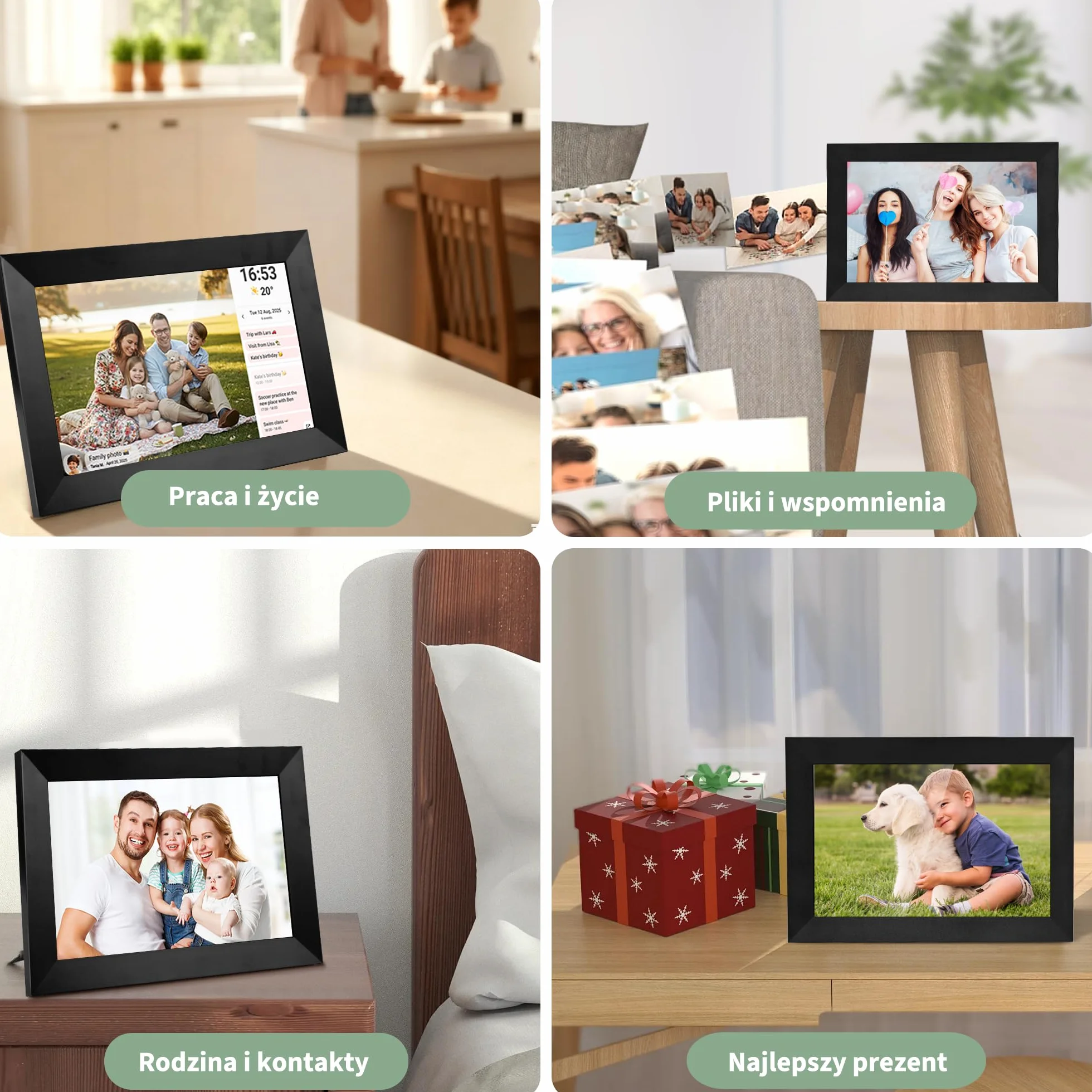Veidoo Frameo 10,1 cala 32GB WiFi cyfrowa ramka na zdjęcia HD IPS 1280x800