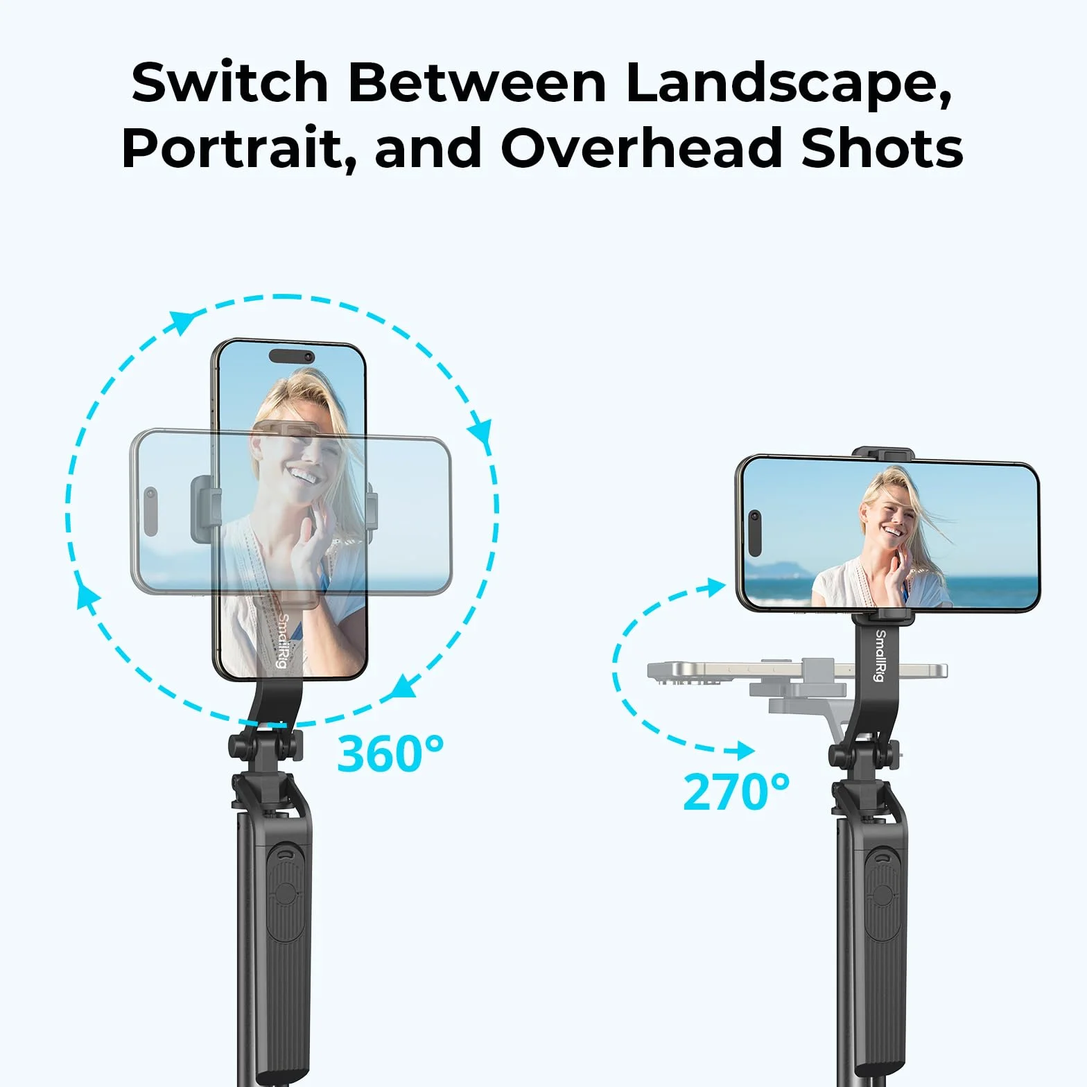 SMALLRIG 73" Phone Tripod Stand w Ground Nail, Selfie Stick Tripod with Remote, 4 Legs, 360° Handle, for Phone, Camera, Action Camera, for Recording, Overhead Shot, Streaming 4668