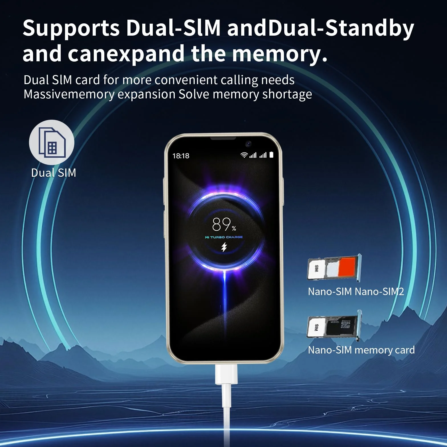 Mini telefon, 3,0" mini telefon, 3G, inteligentny telefon, 2 GB RAM 16 GB ROM, smartfon z systemem Android 9.0 dla dzieci, bateria rozpoznawania twarzy 900 mAh (złoty)