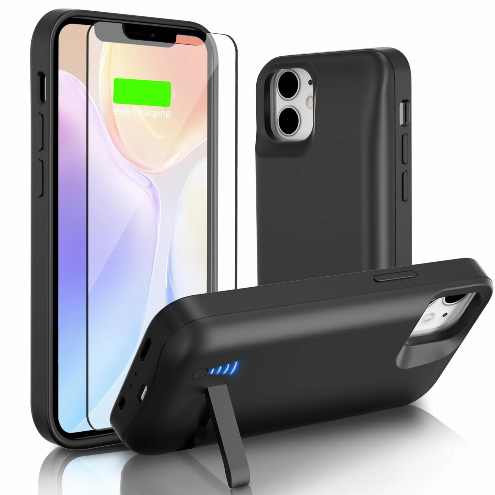 Etui na akumulator do iPhone 12 Mini/13 Mini (5,4") 8500 mAh, smukła obudowa do ponownego ładowania, przenośna, ochronna obudowa na telefon z akumulatorem, Power Bank z podstawką do iPhone 12