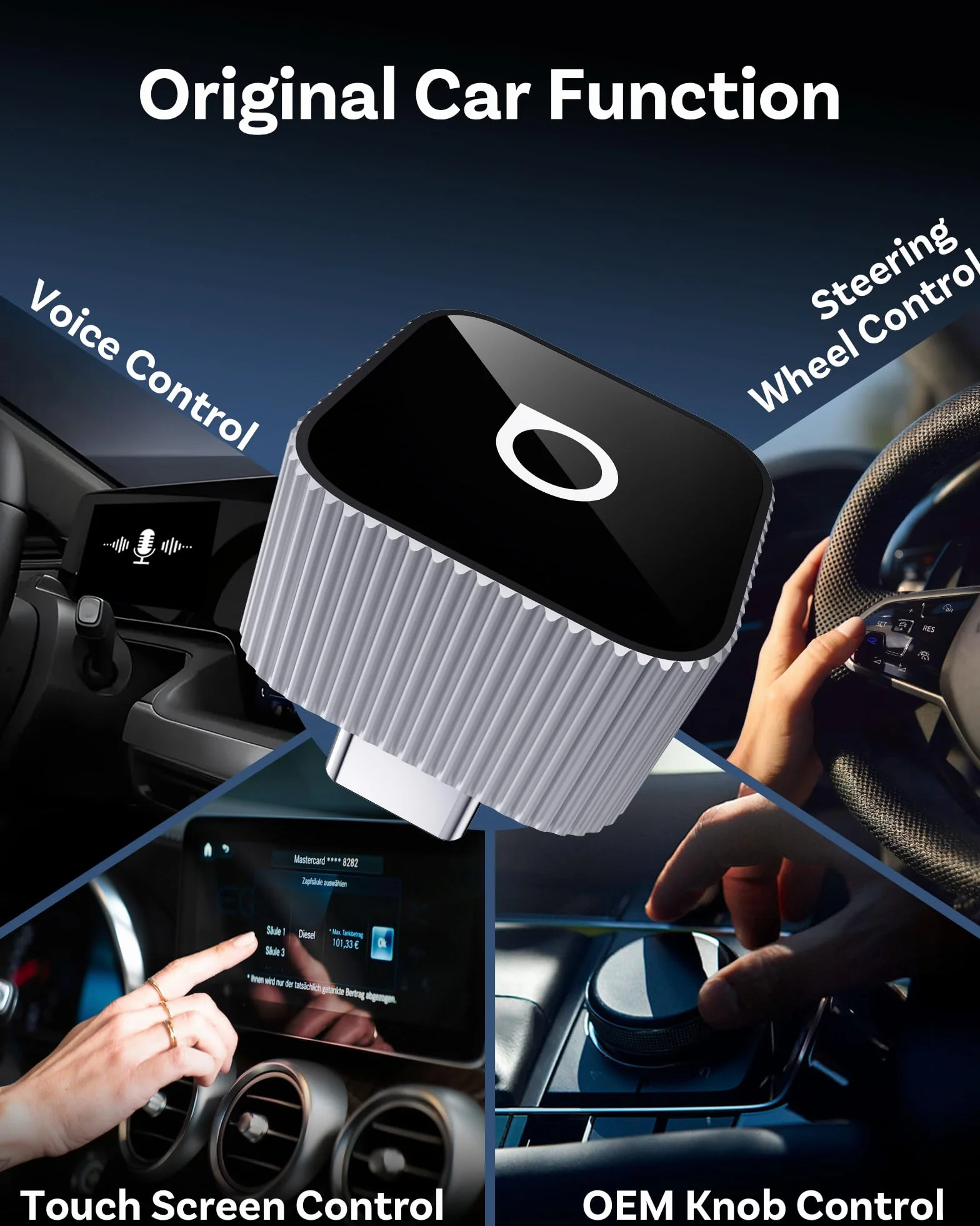 OTTOCAST Mini Cube 3.0 USB C bezprzewodowy adapter CarPlay Android Auto 2026 - Plug & Play srebrny